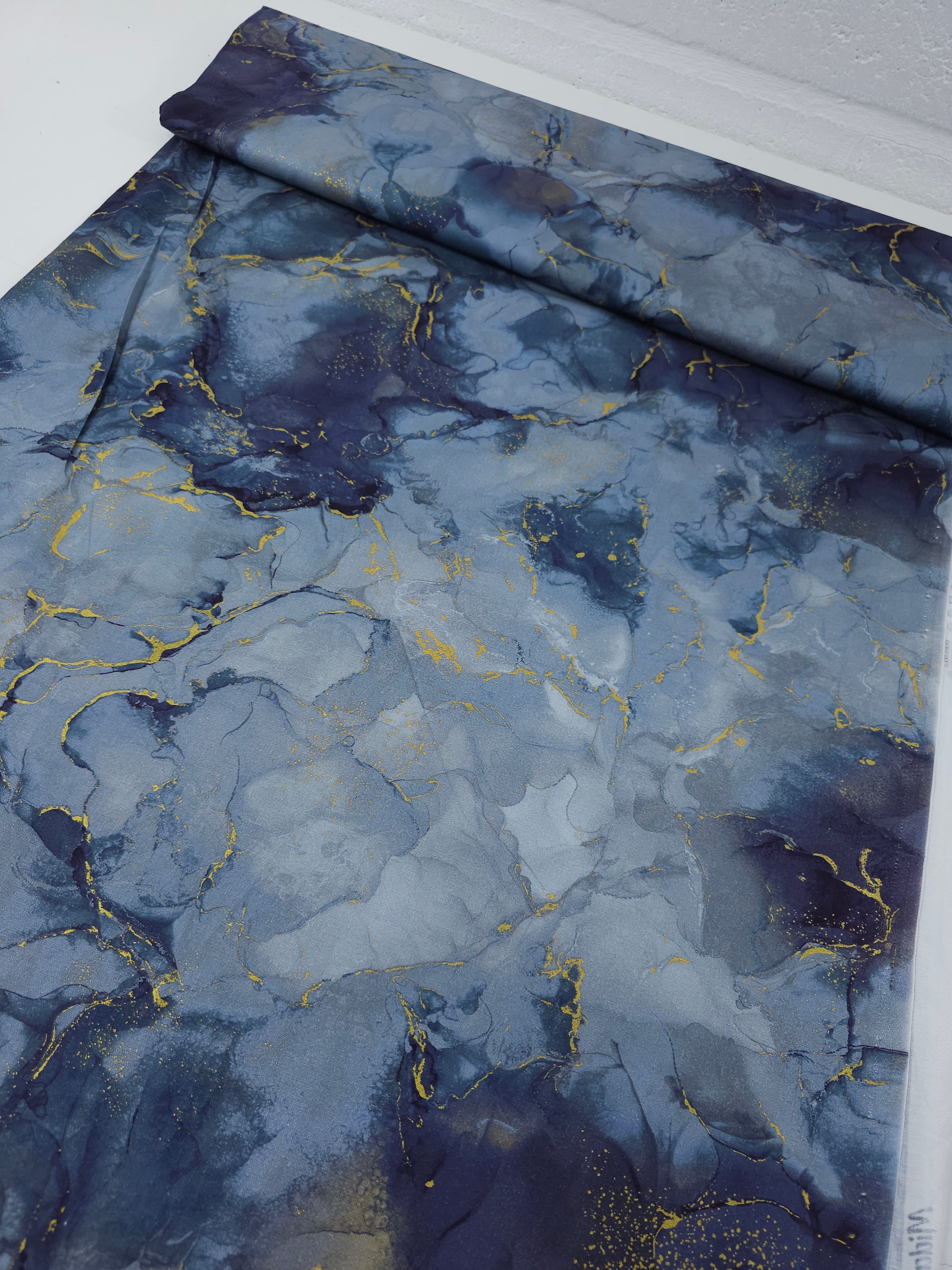Smokey Grey/Gold Marble 100% Cotton