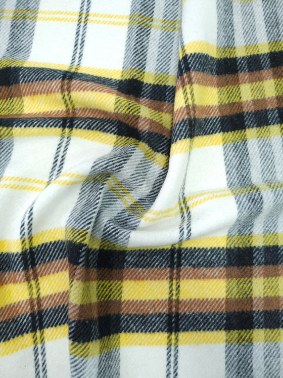 Yellow/Brown Tartan Soft Brushed Acrylic Wool