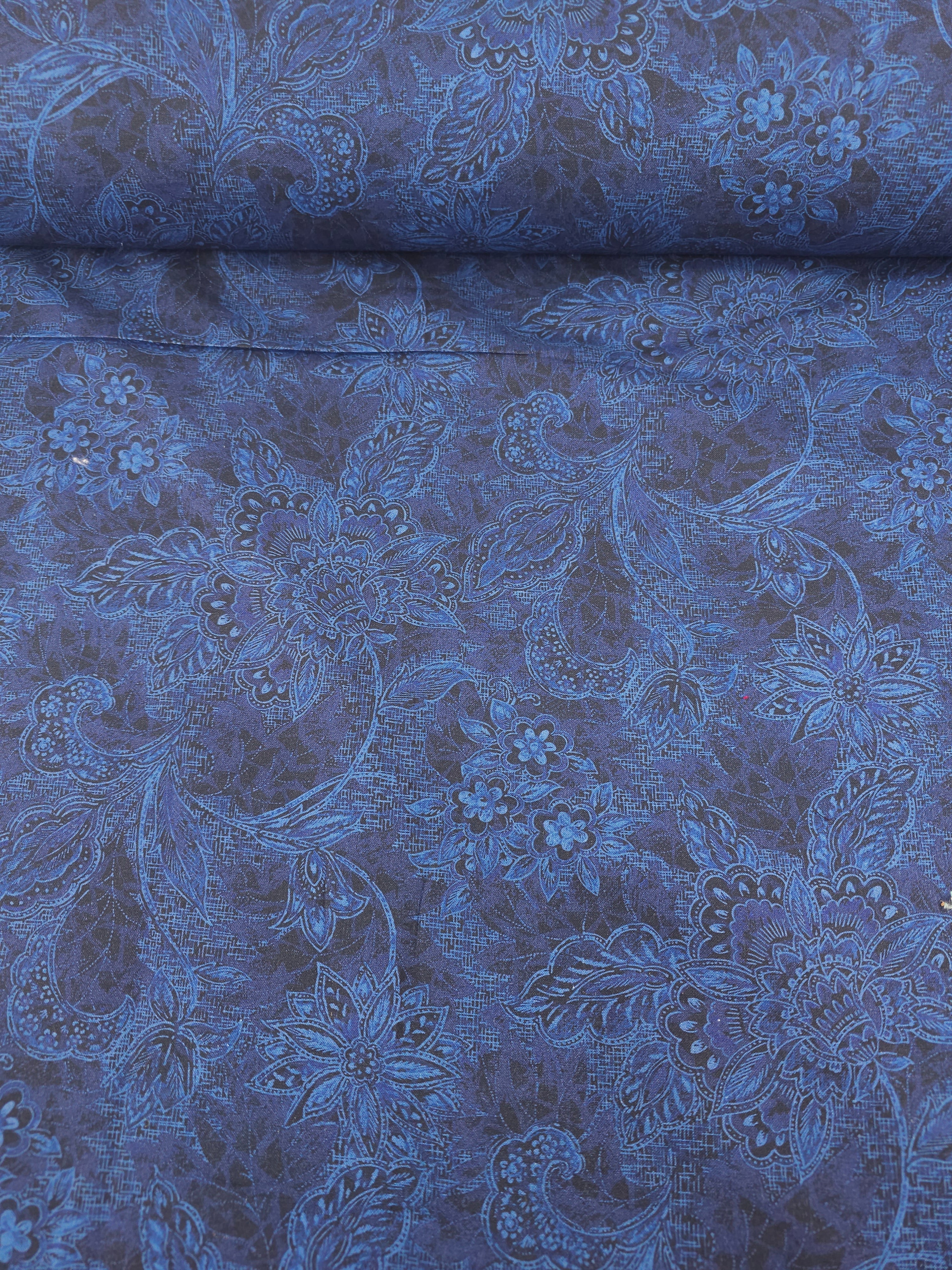 Indigo Navy Majestic Paisley 100% Cotton 118” *EXTRA WIDE*