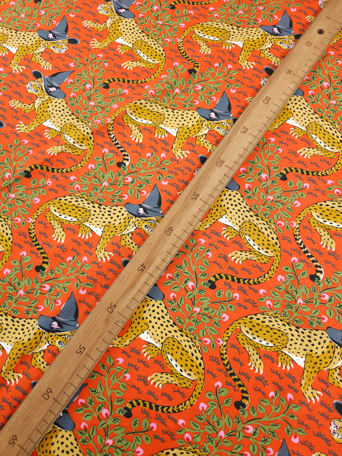 Orange Witchy Leopard Cotton Poplin