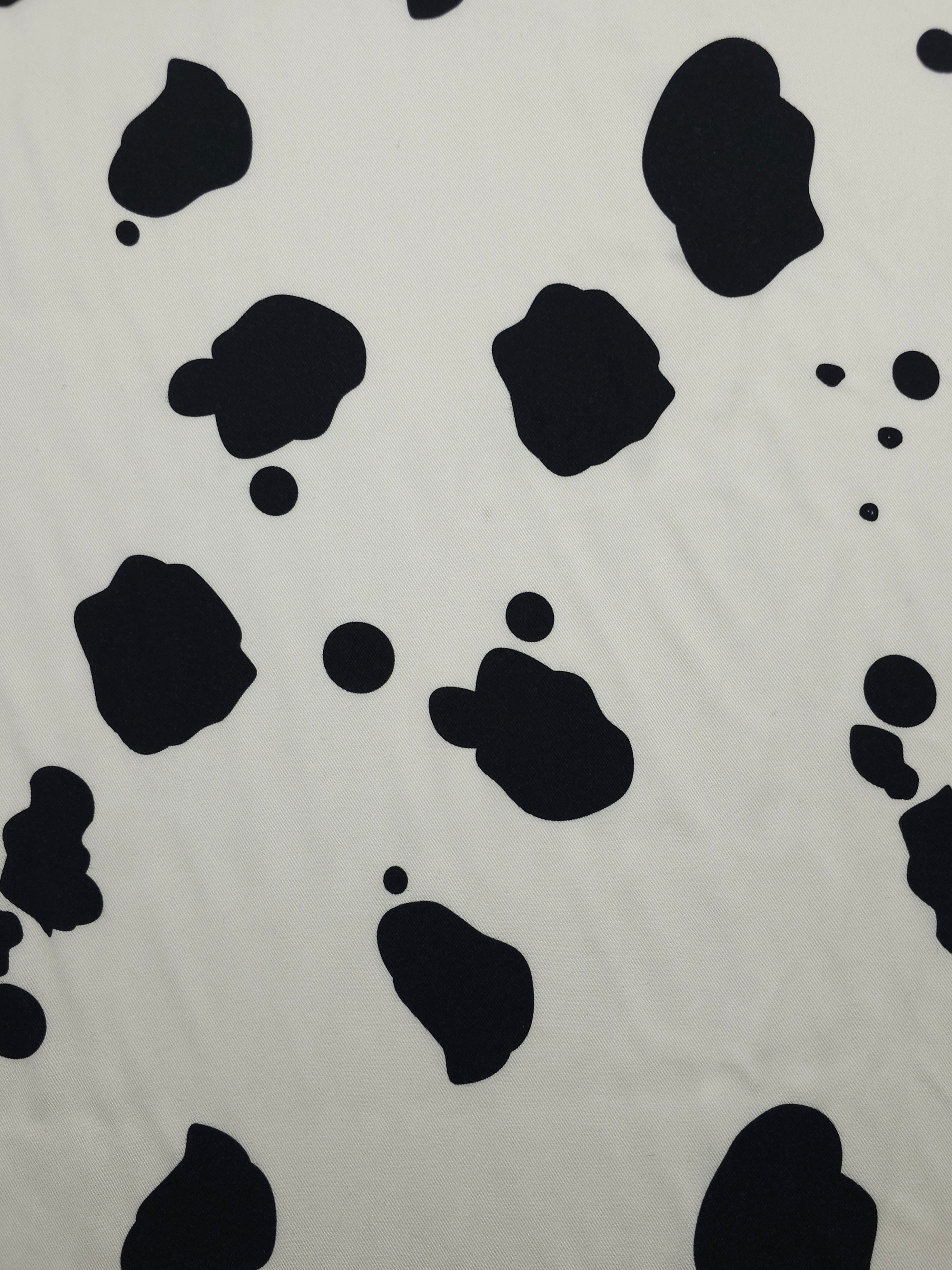 Ivory/Black Irregular Cow Viscose Twill *DEFECT*