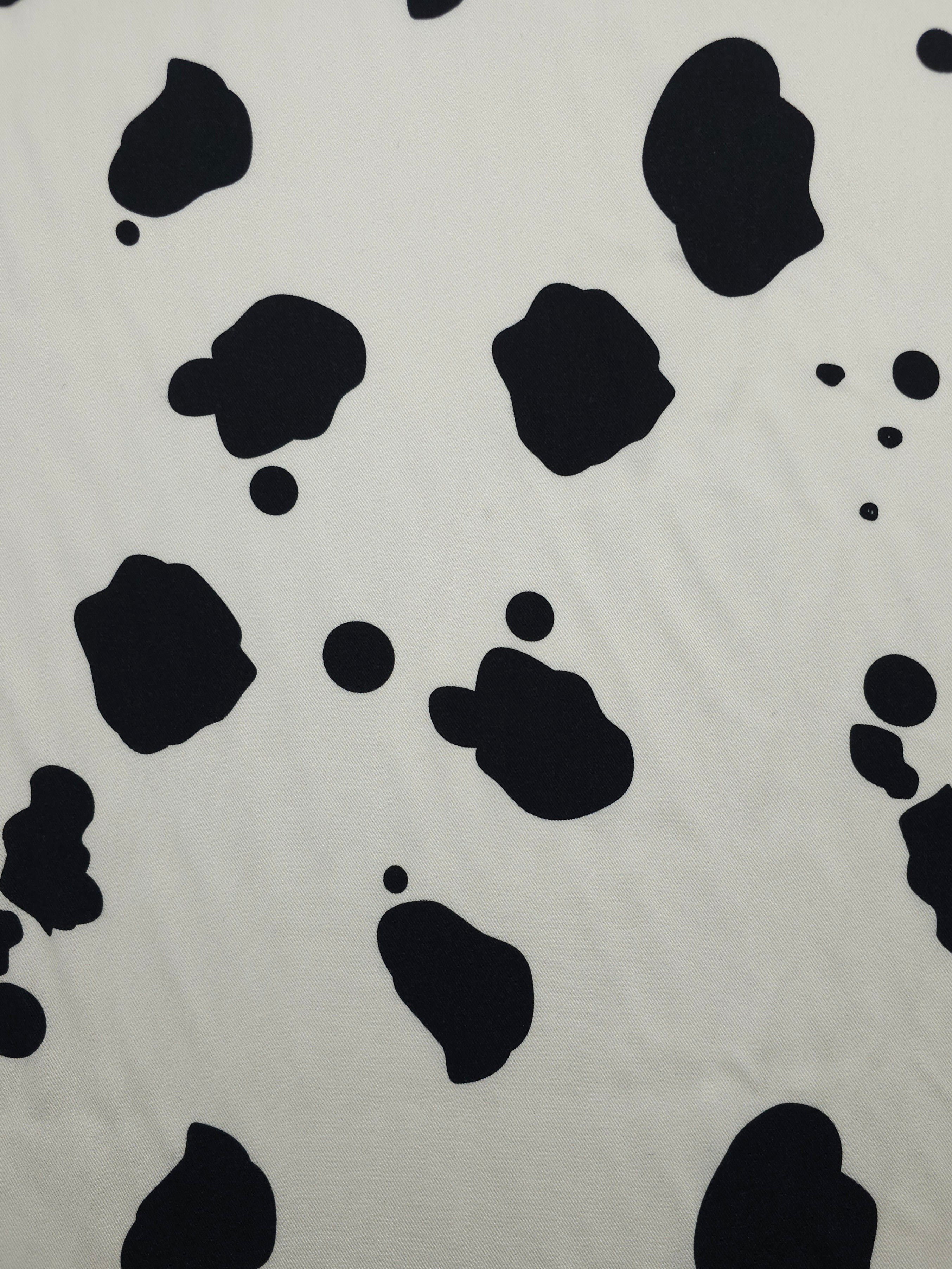 Ivory/Black Irregular Cow Viscose Twill *DEFECT*