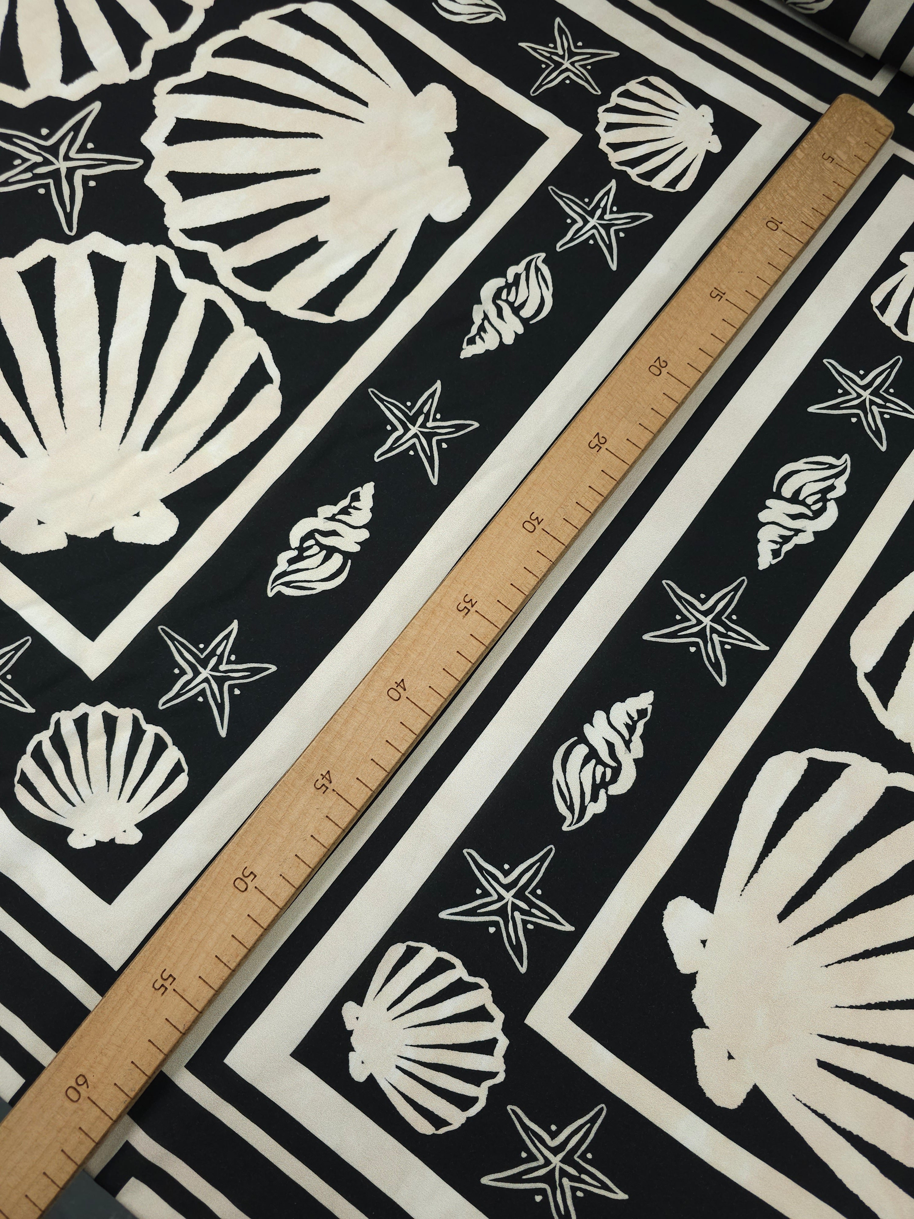 Black/Ivory Washed Shell Frames Viscose Challis