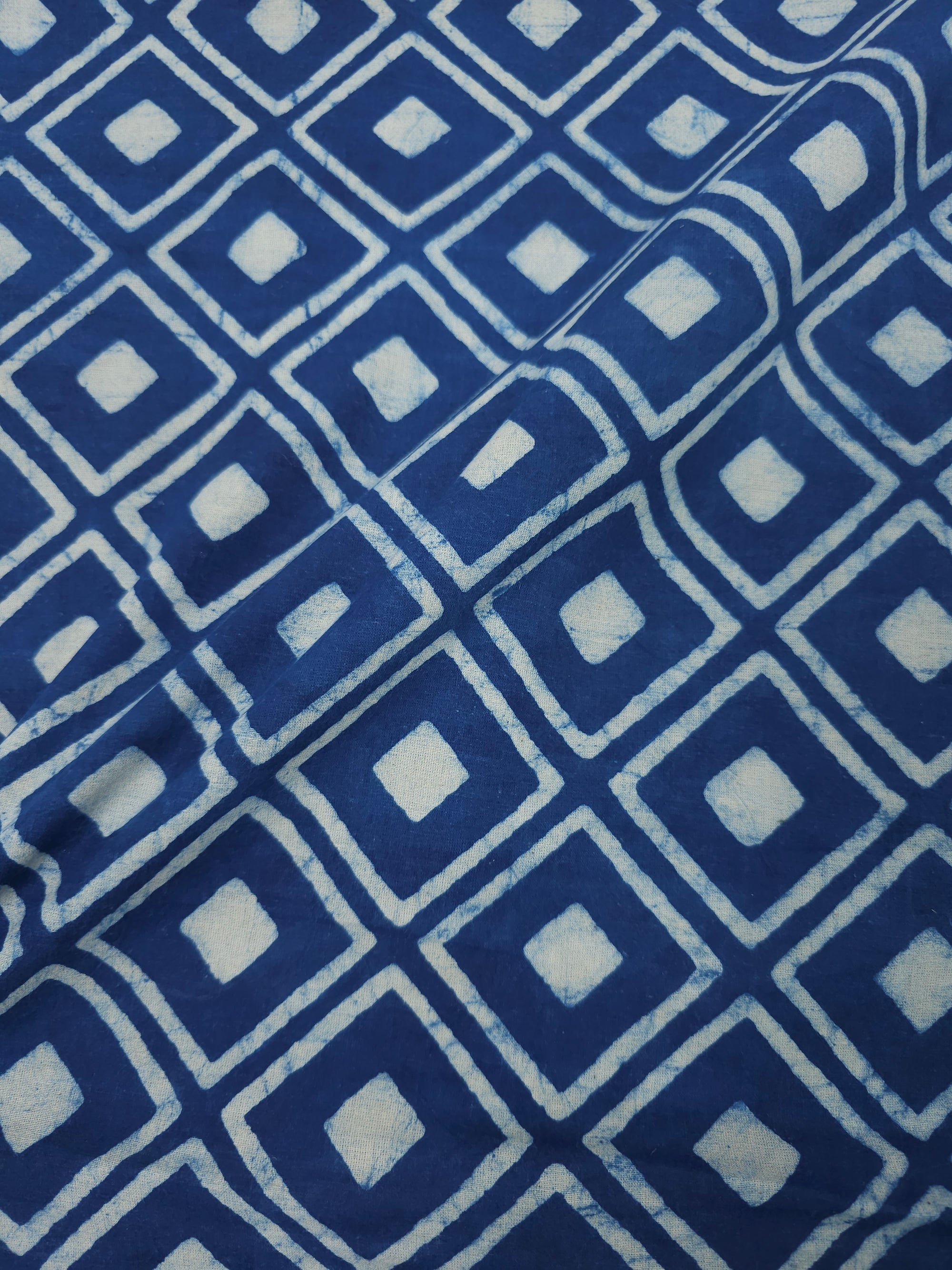 Indigo Navy Diamond Block Print Cotton