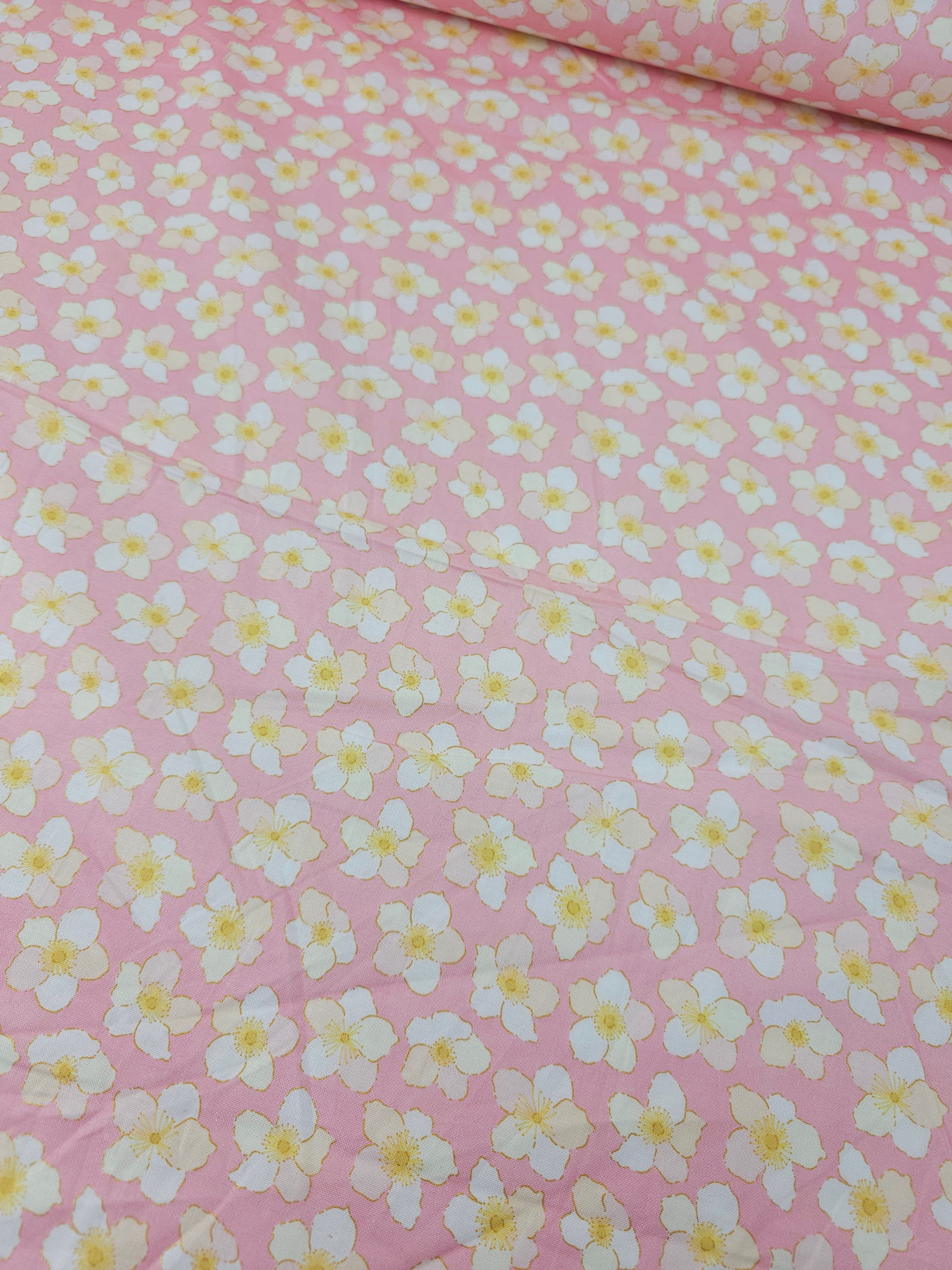 Pink Daisy Flower 100% Cotton