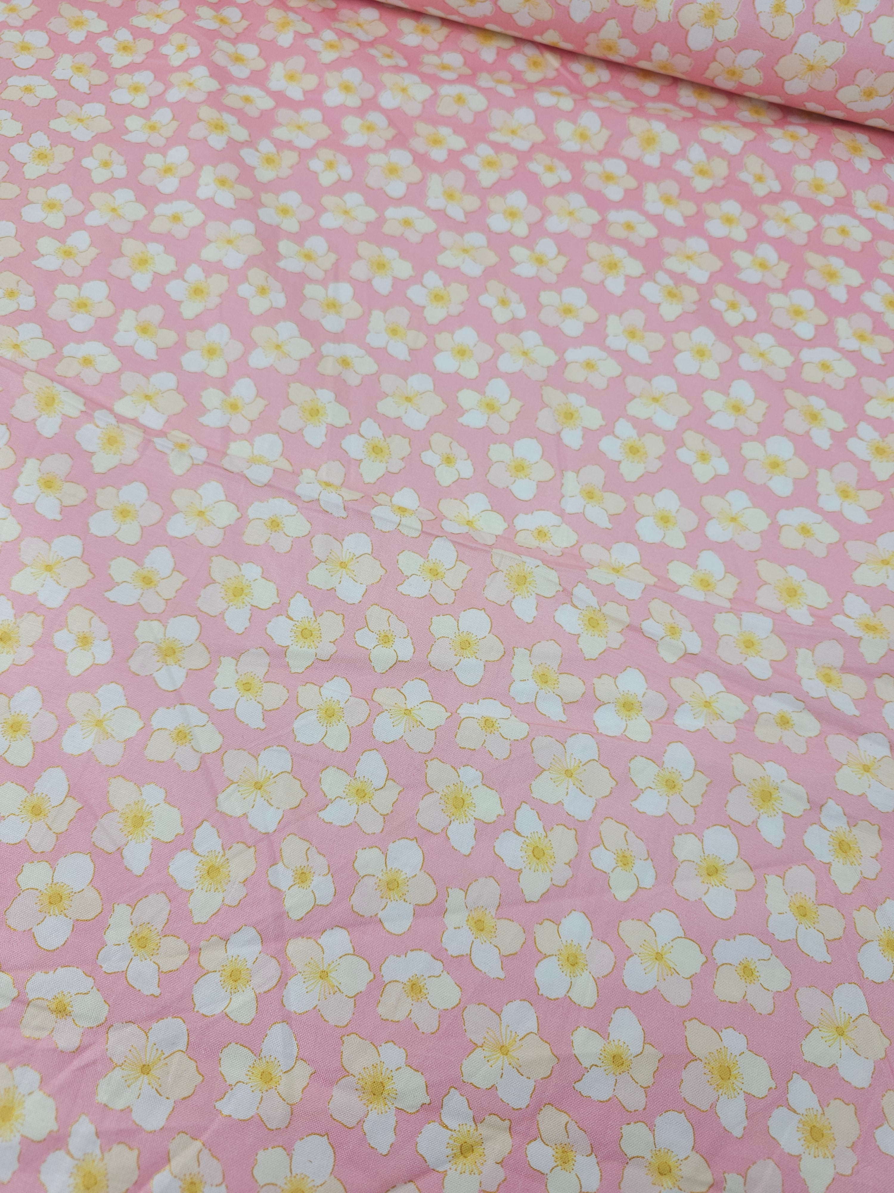 Pink Daisy Flower 100% Cotton
