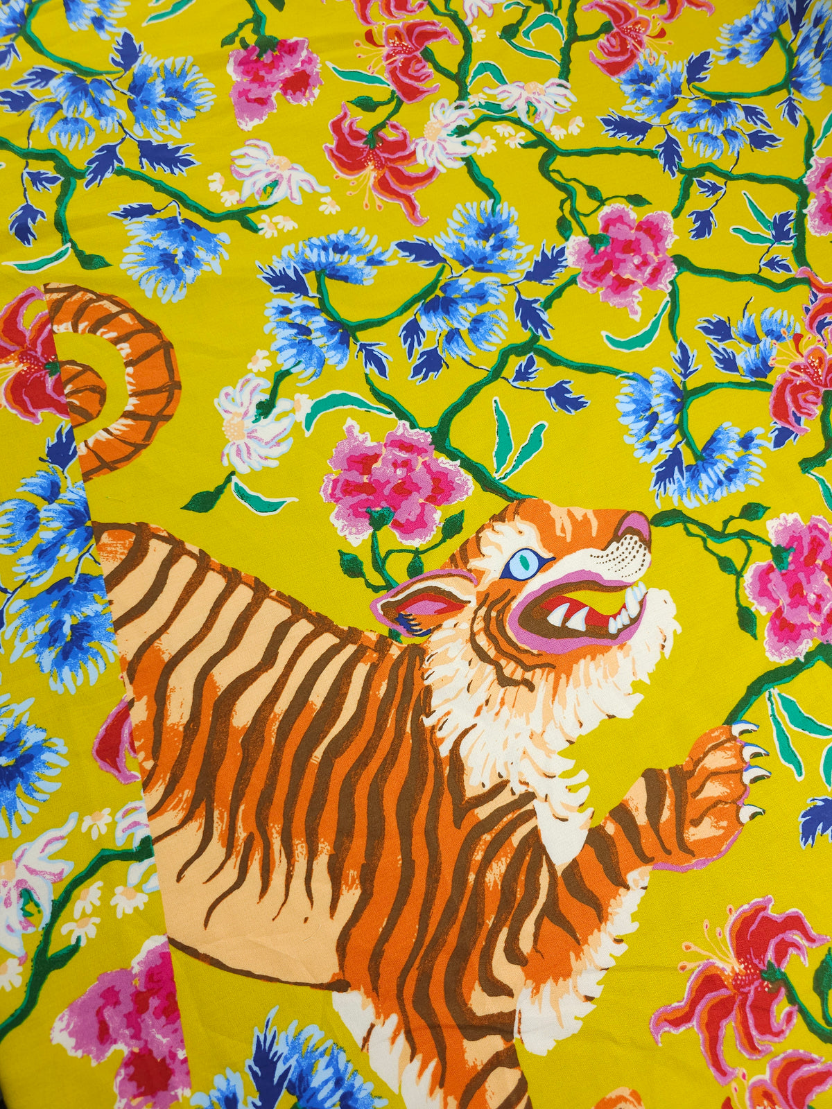 Marigold Tiger Floral Twine Cotton Poplin
