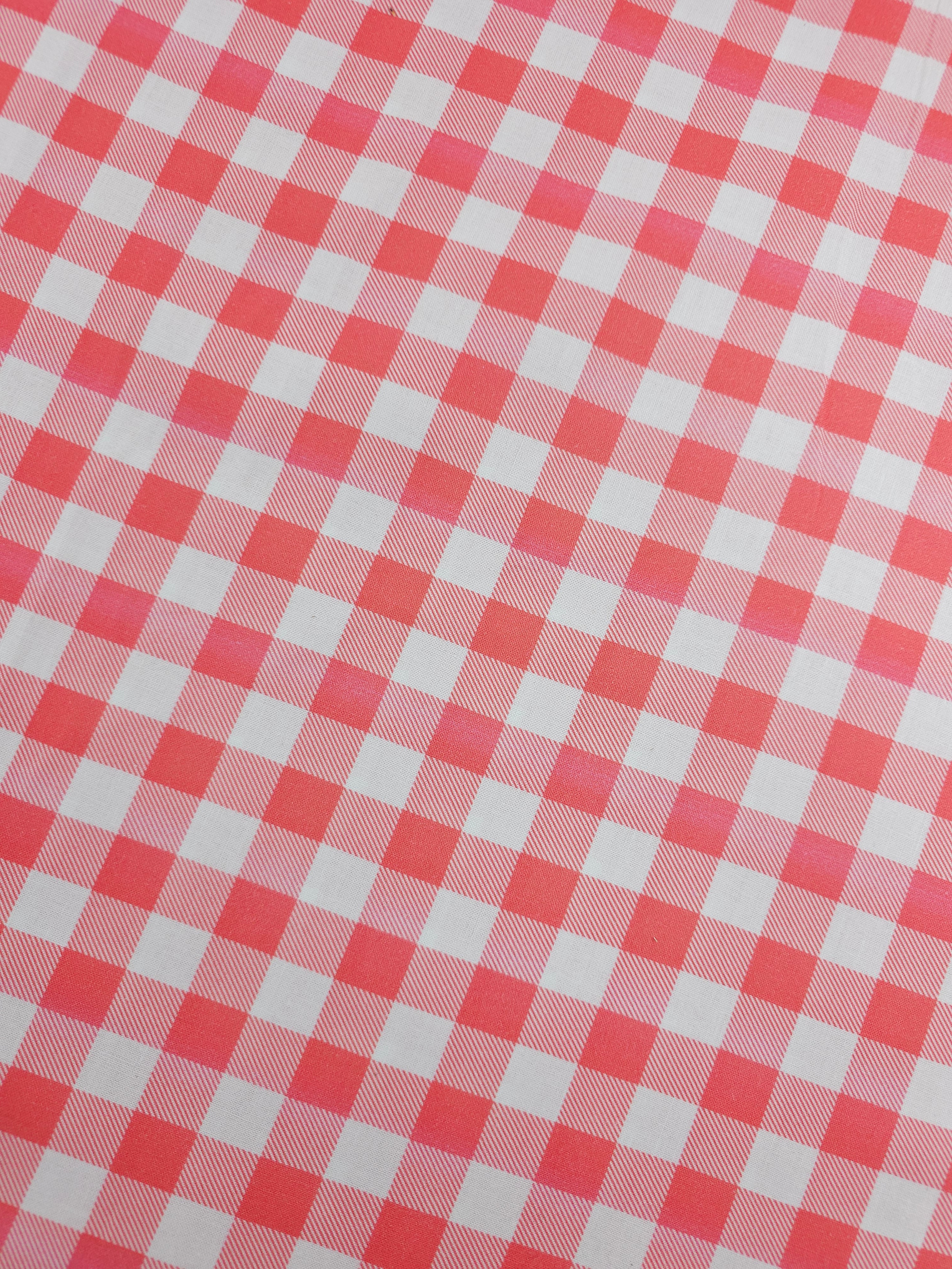 Pinky Coral Gingham 100% Cotton