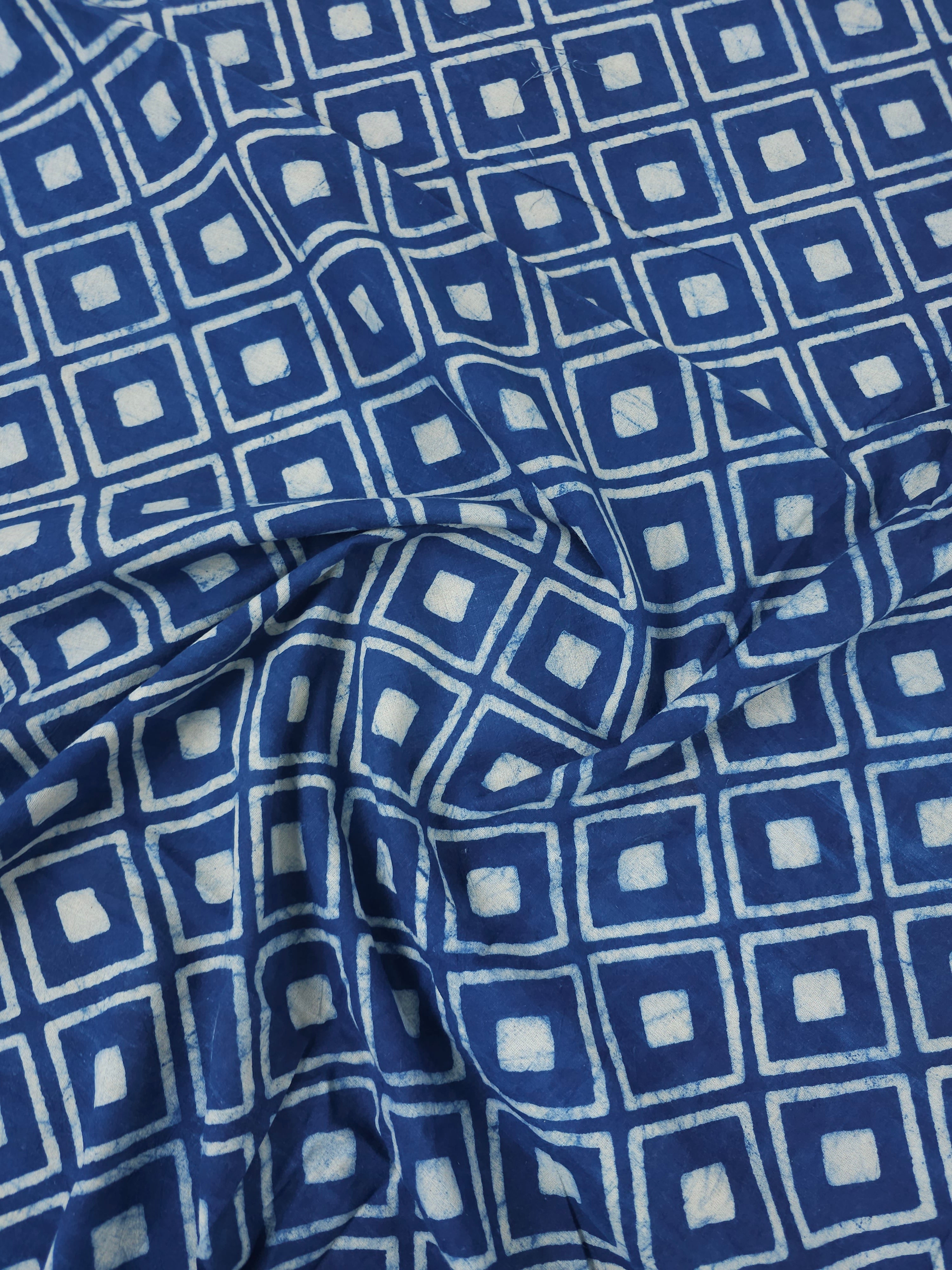 Indigo Navy Diamond Block Print Cotton