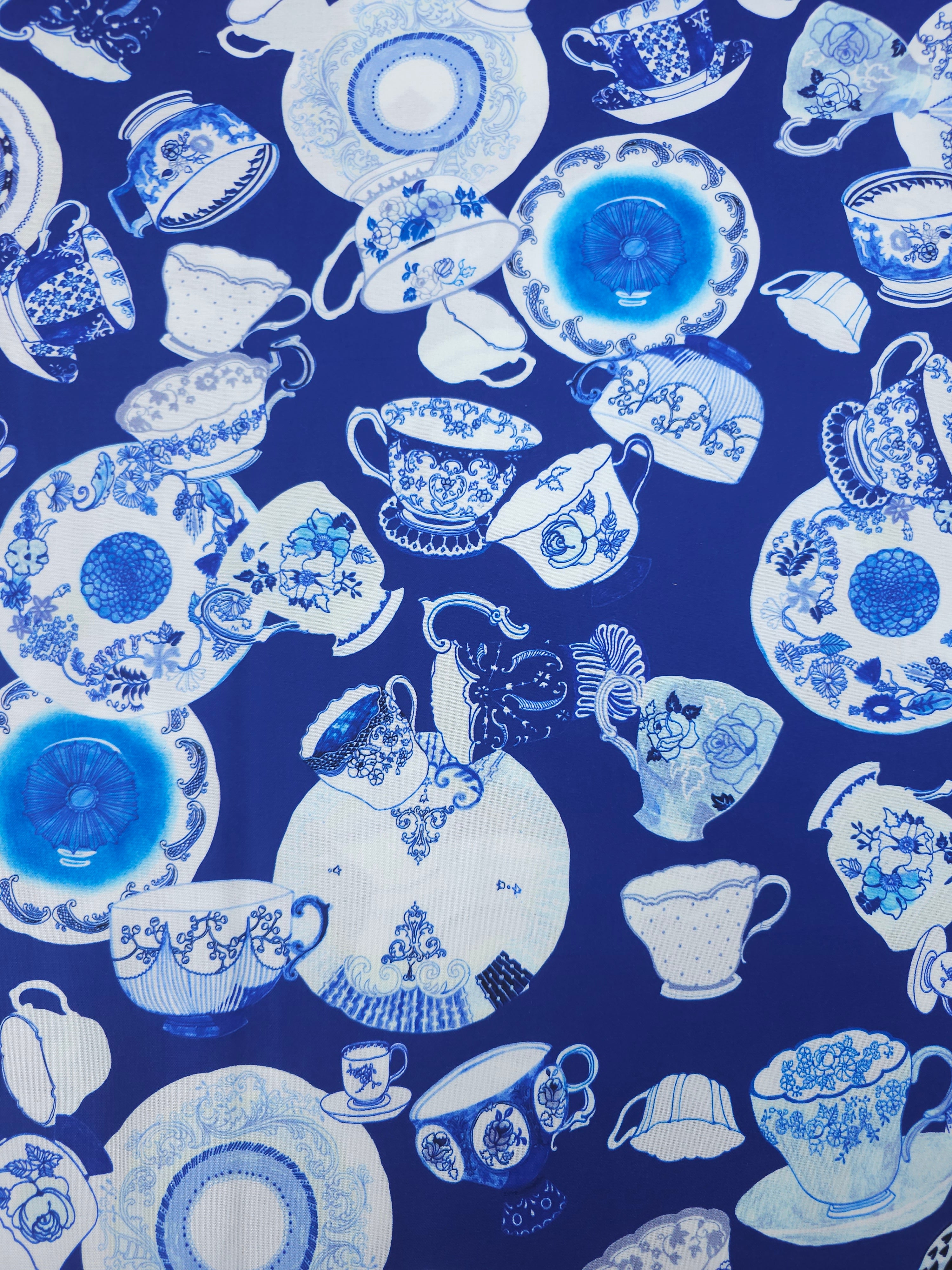 Blue Vintage Tea Party 100% Cotton - Robert Kaufman