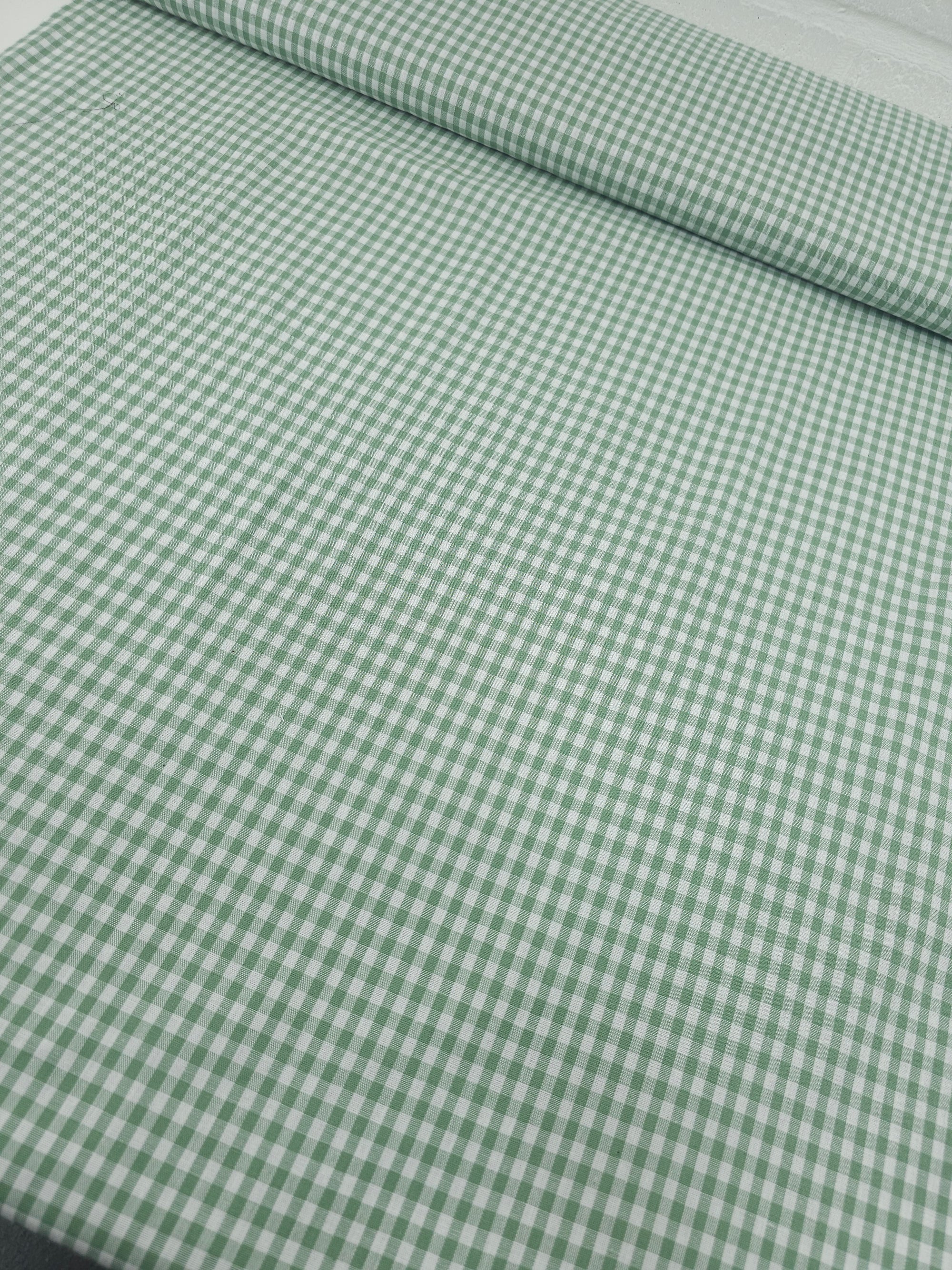Sage Green Small Gingham 100% Cotton 55"