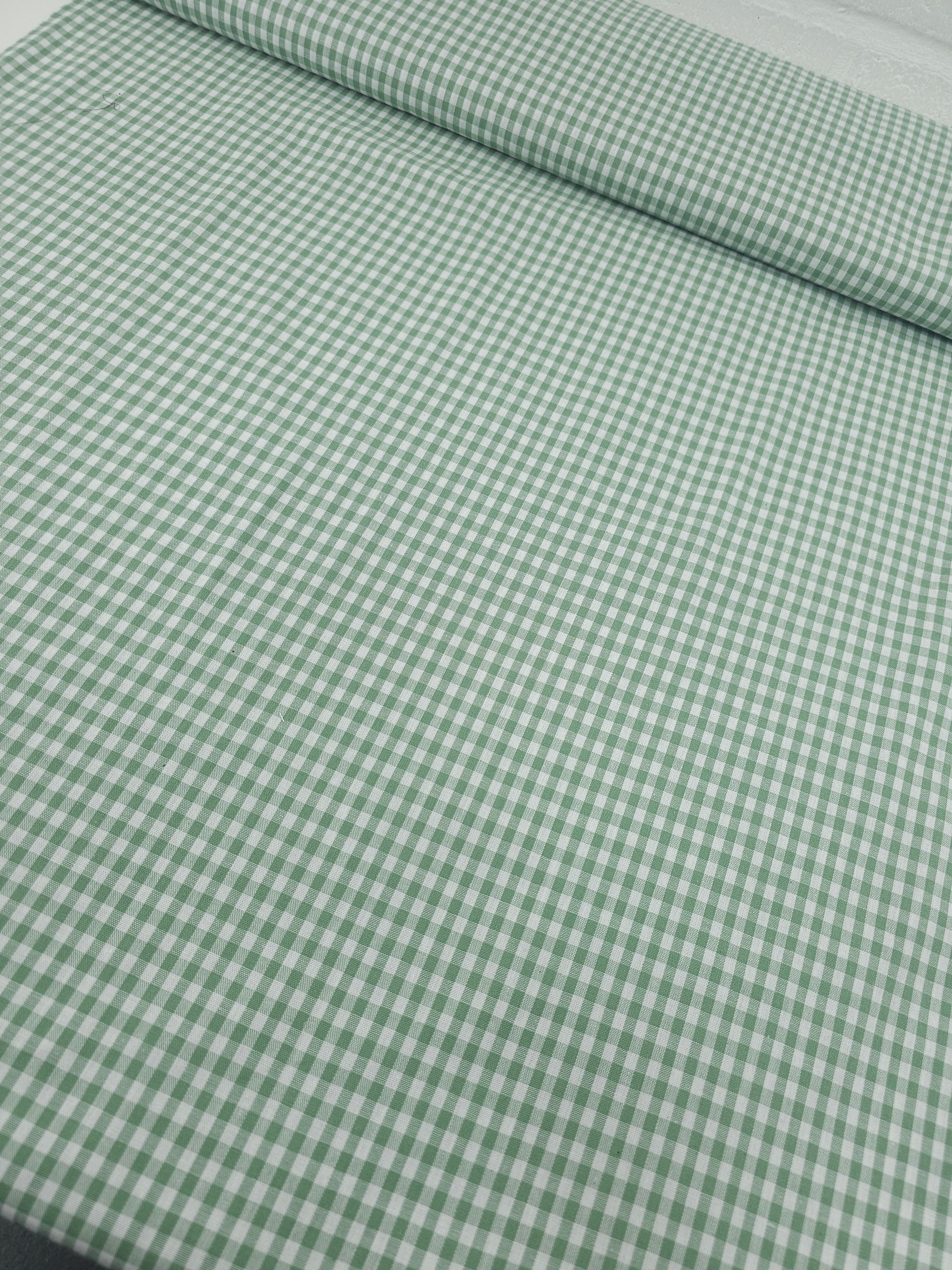 Sage Green Small Gingham 100% Cotton 55"