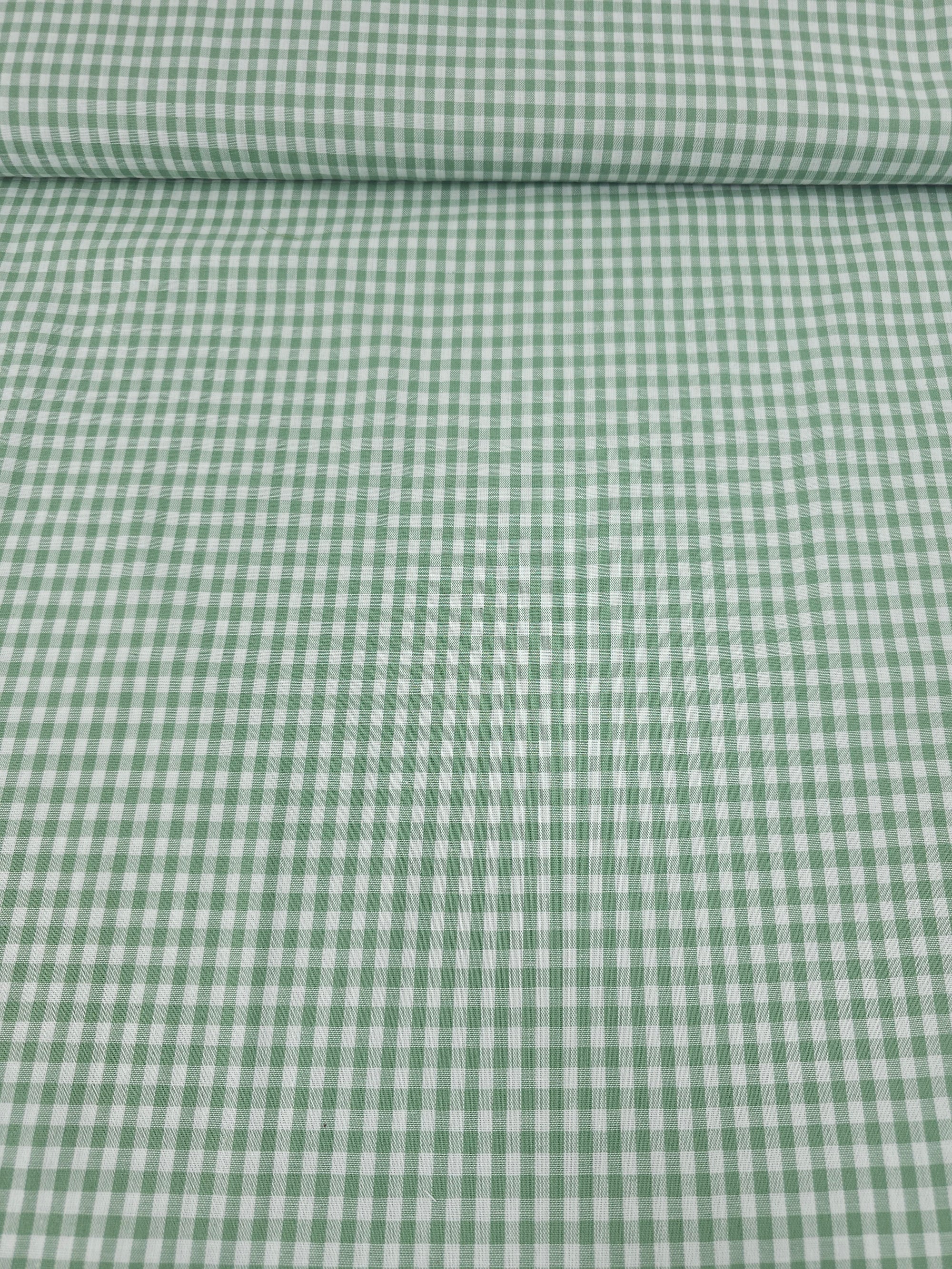 Sage Green Small Gingham 100% Cotton 55"