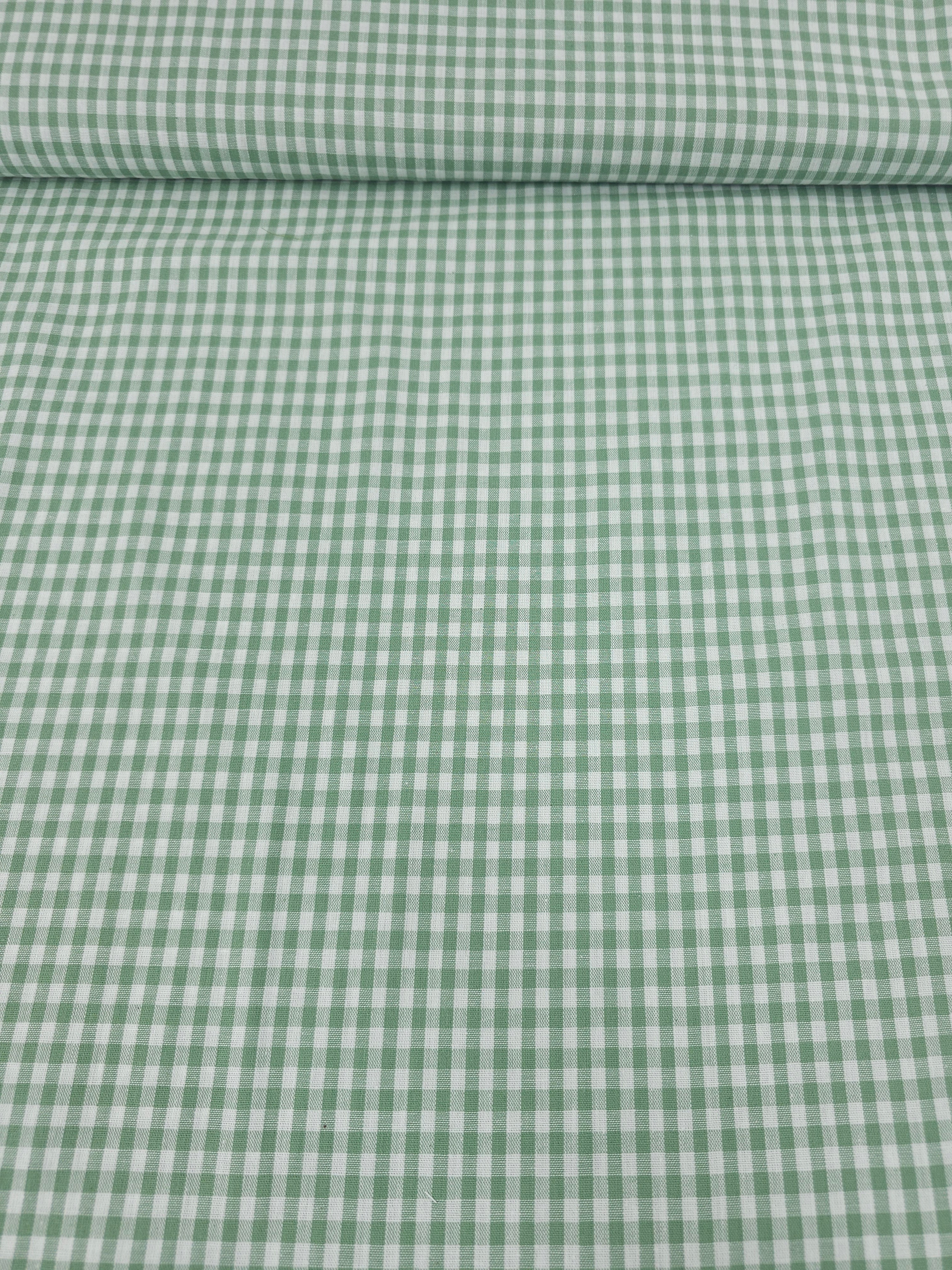 Sage Green Small Gingham 100% Cotton 55"