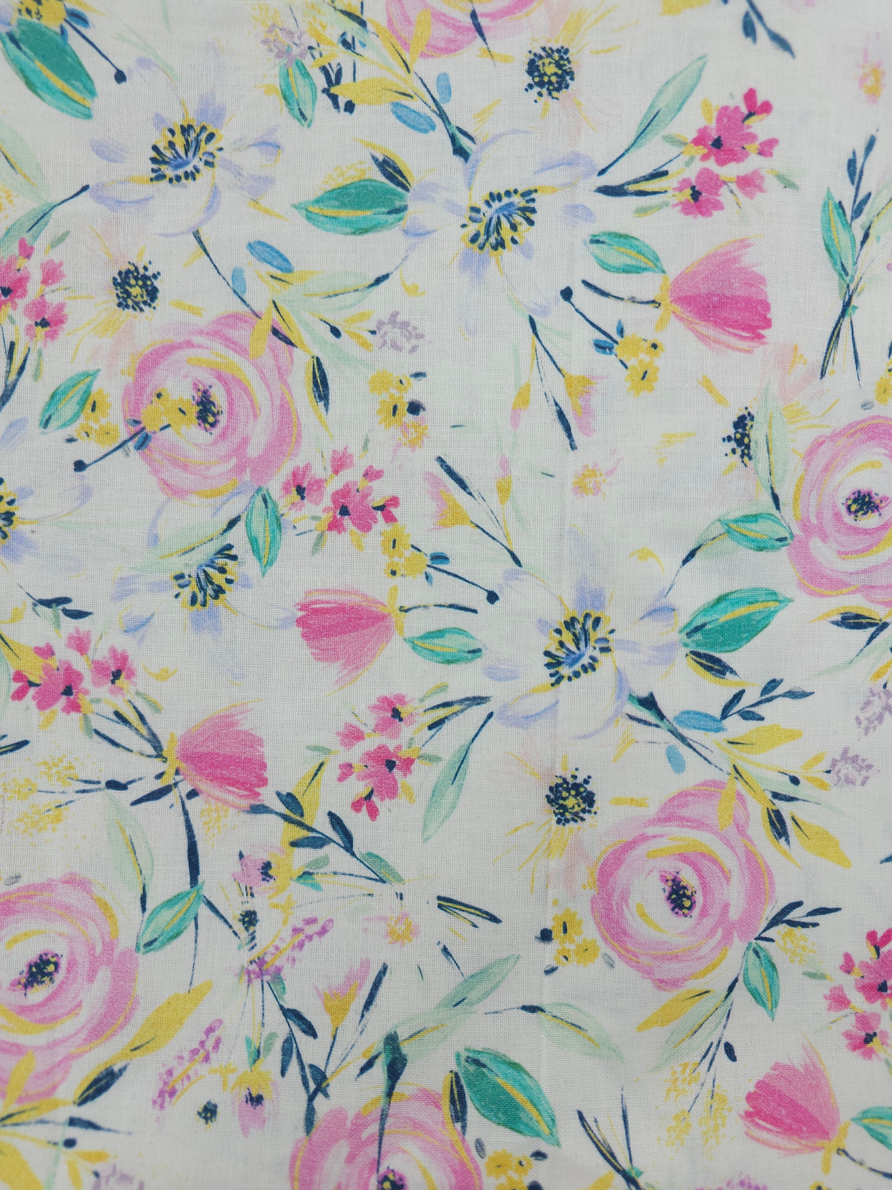 Fluorescent sketch flower Cotton- 1.3m piece