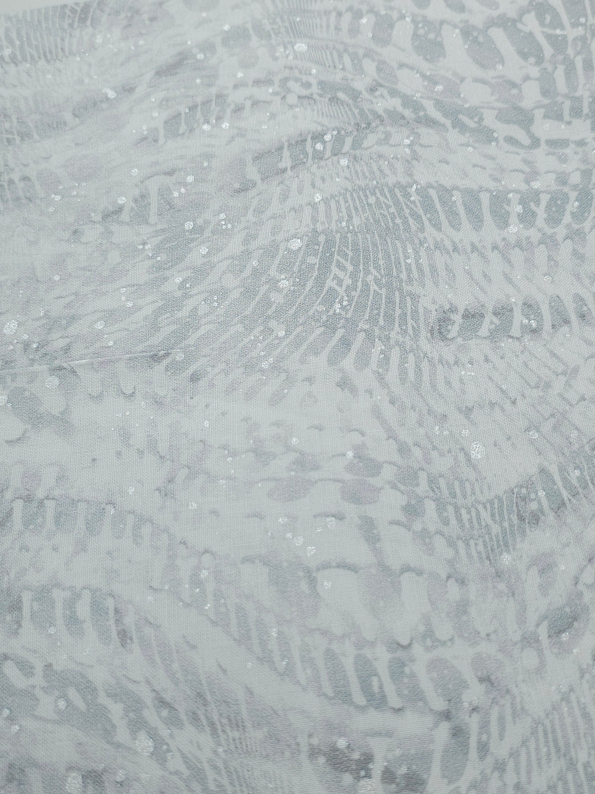 White/Grey Silver Speckle Snakeskin Wonder 100% Cotton - Benartex