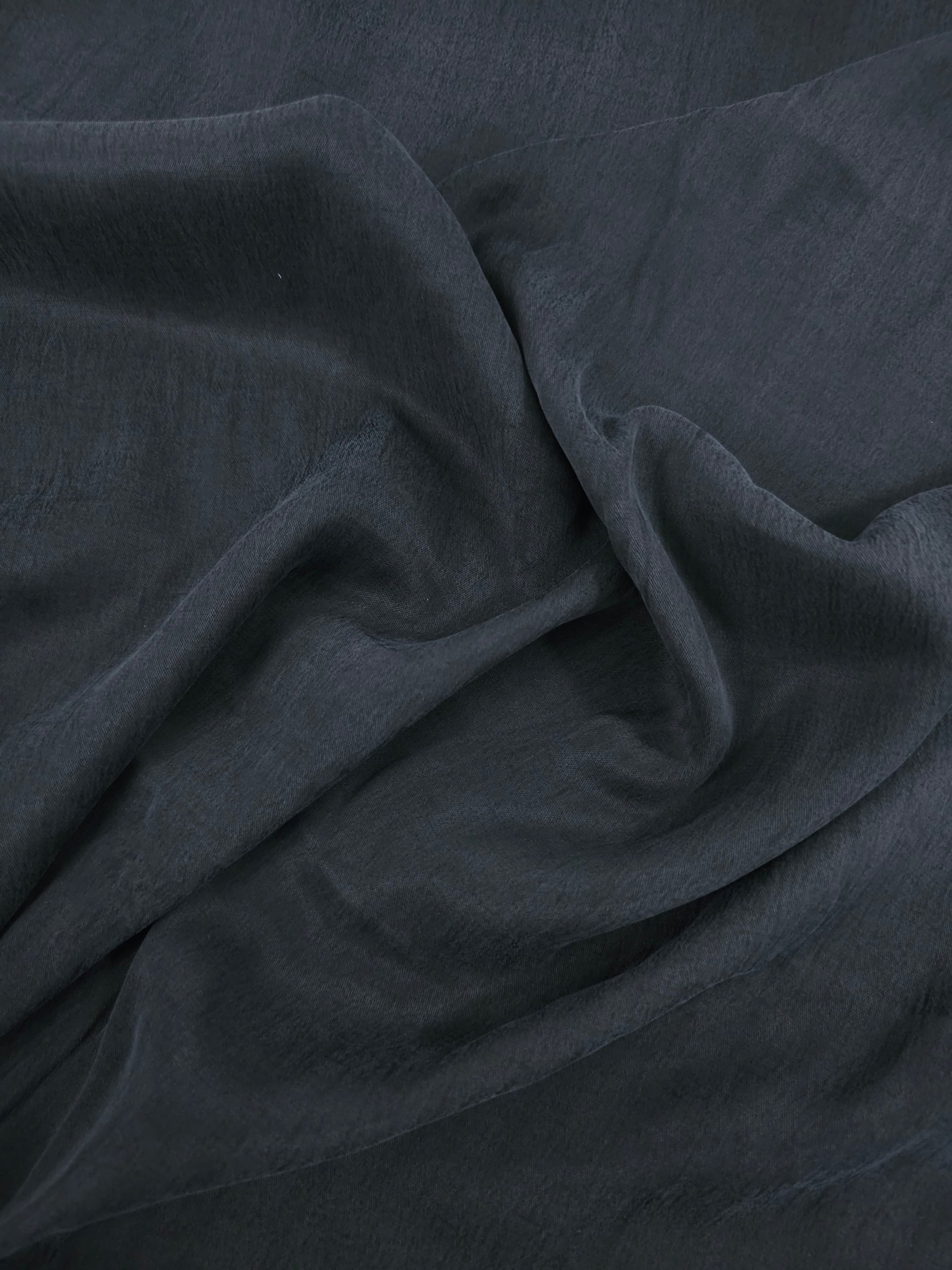 Black Sandwashed Cupro Viscose