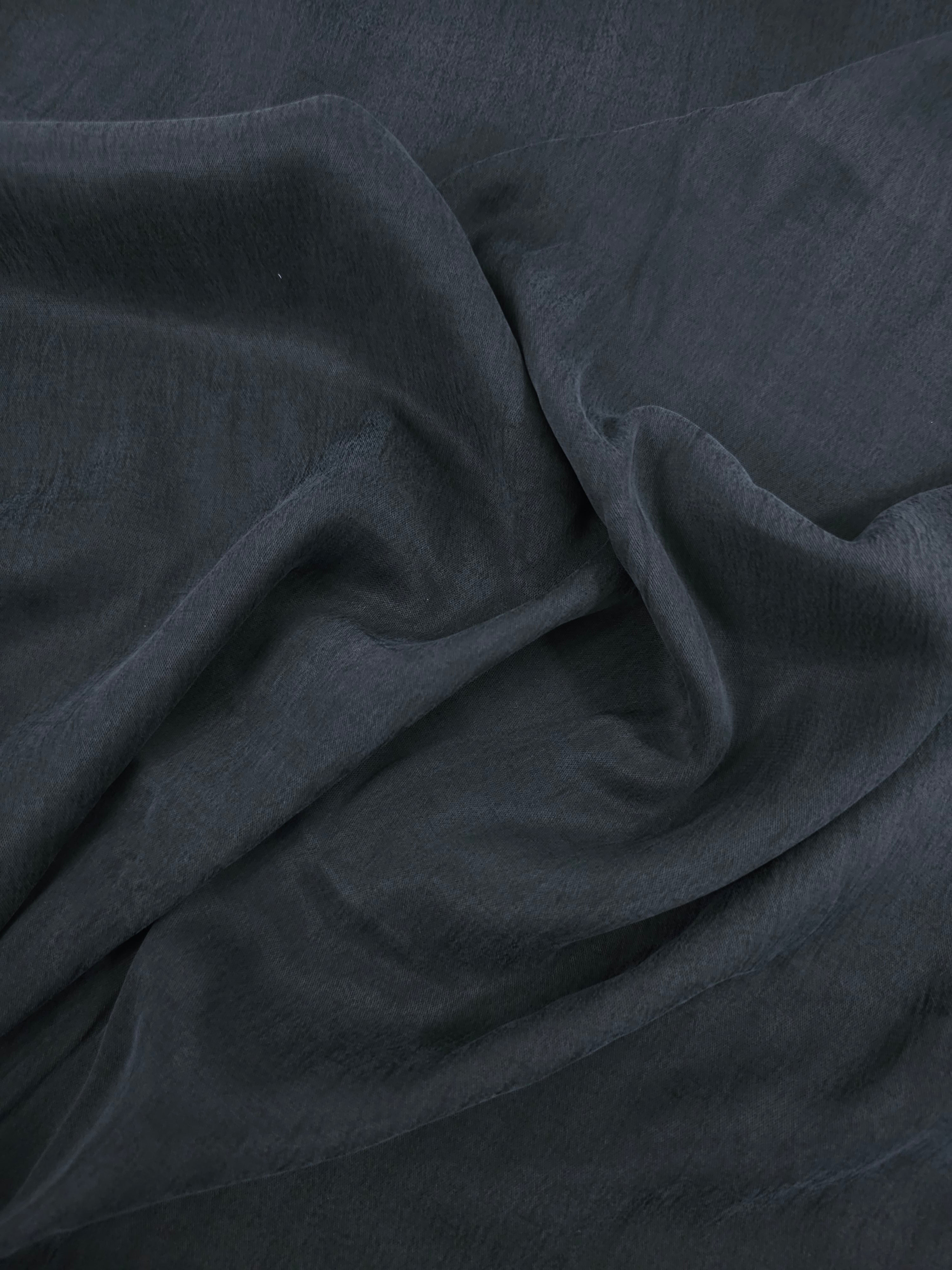 Black Sandwashed Cupro Viscose