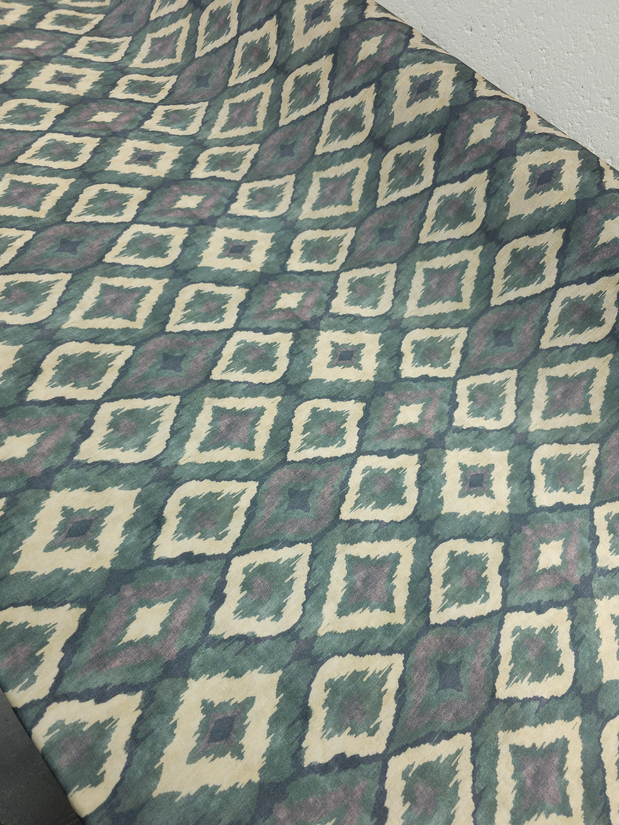 Khaki Beige Diamond Cotton Flax