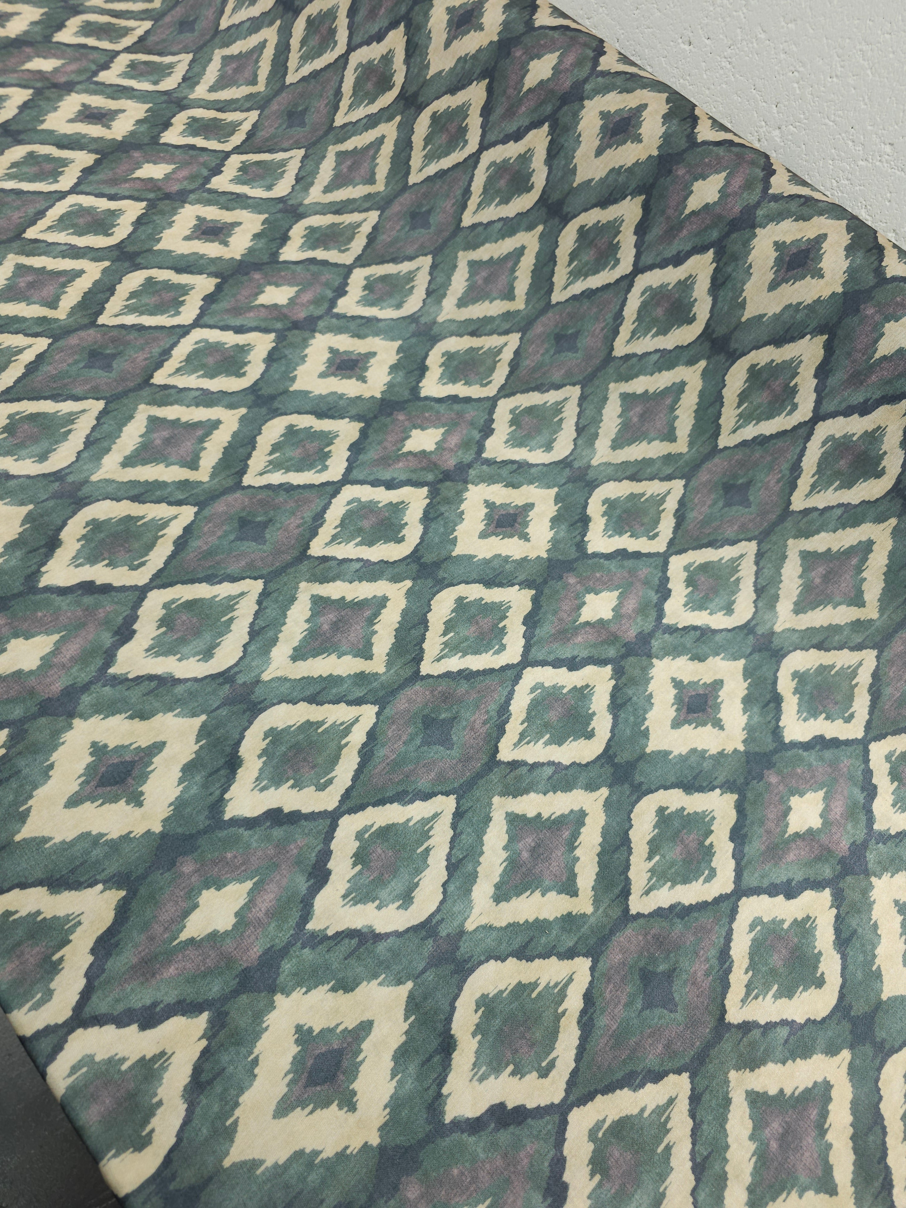 Khaki Beige Diamond Cotton Flax