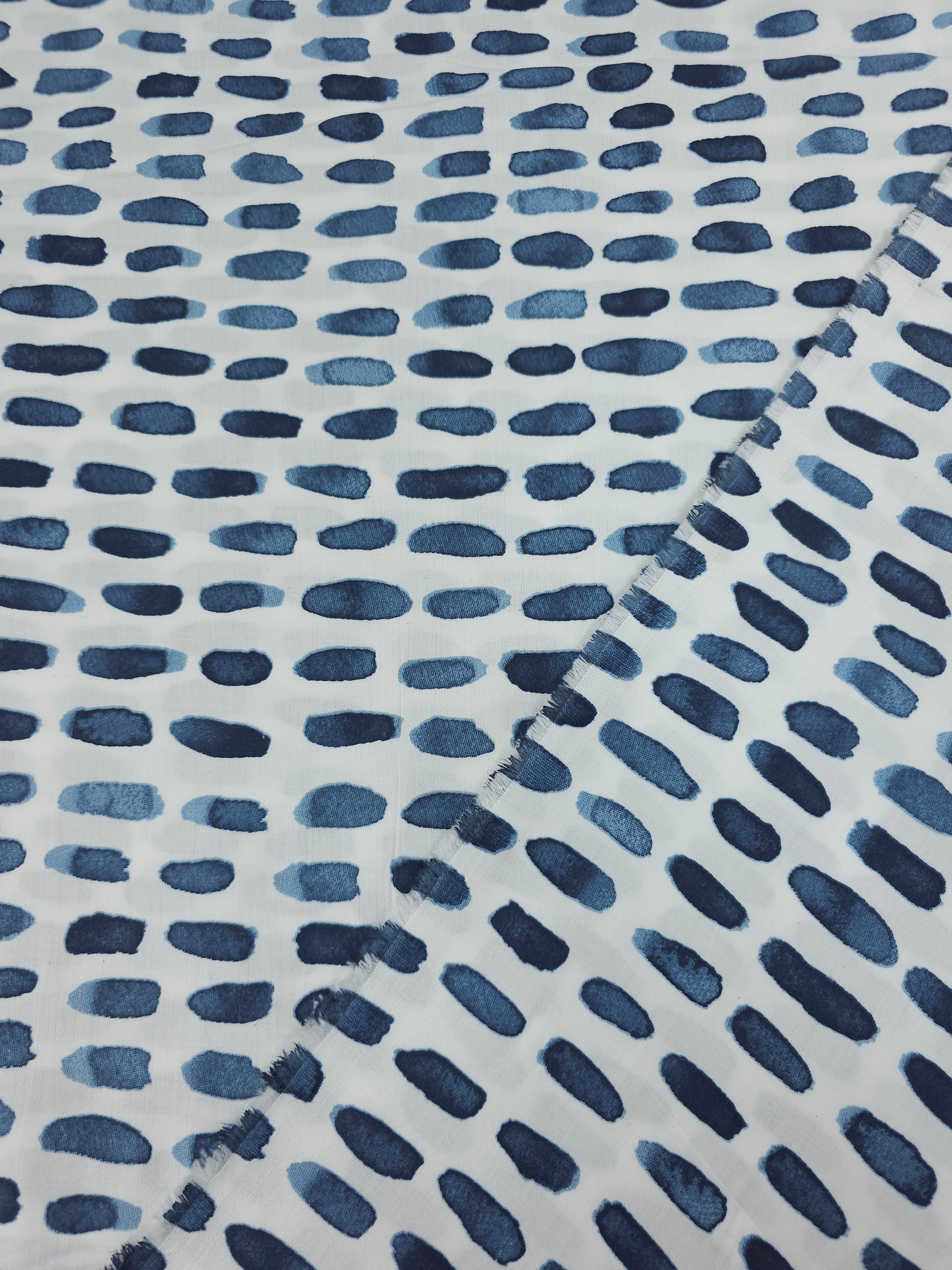Petrol Blue Watercolour Paint Stroke 100% Cotton 98" *EXTRA WIDE*