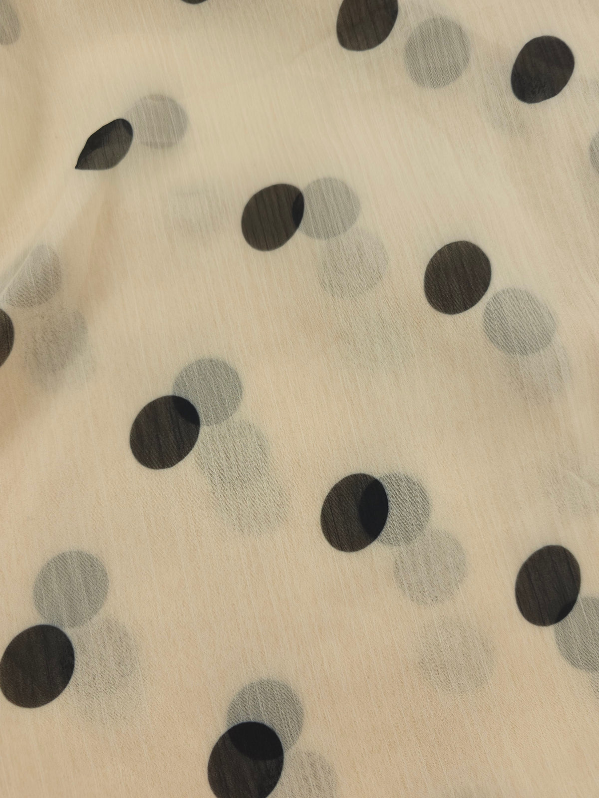 Cream polka Viscose satin- 1.6m piece