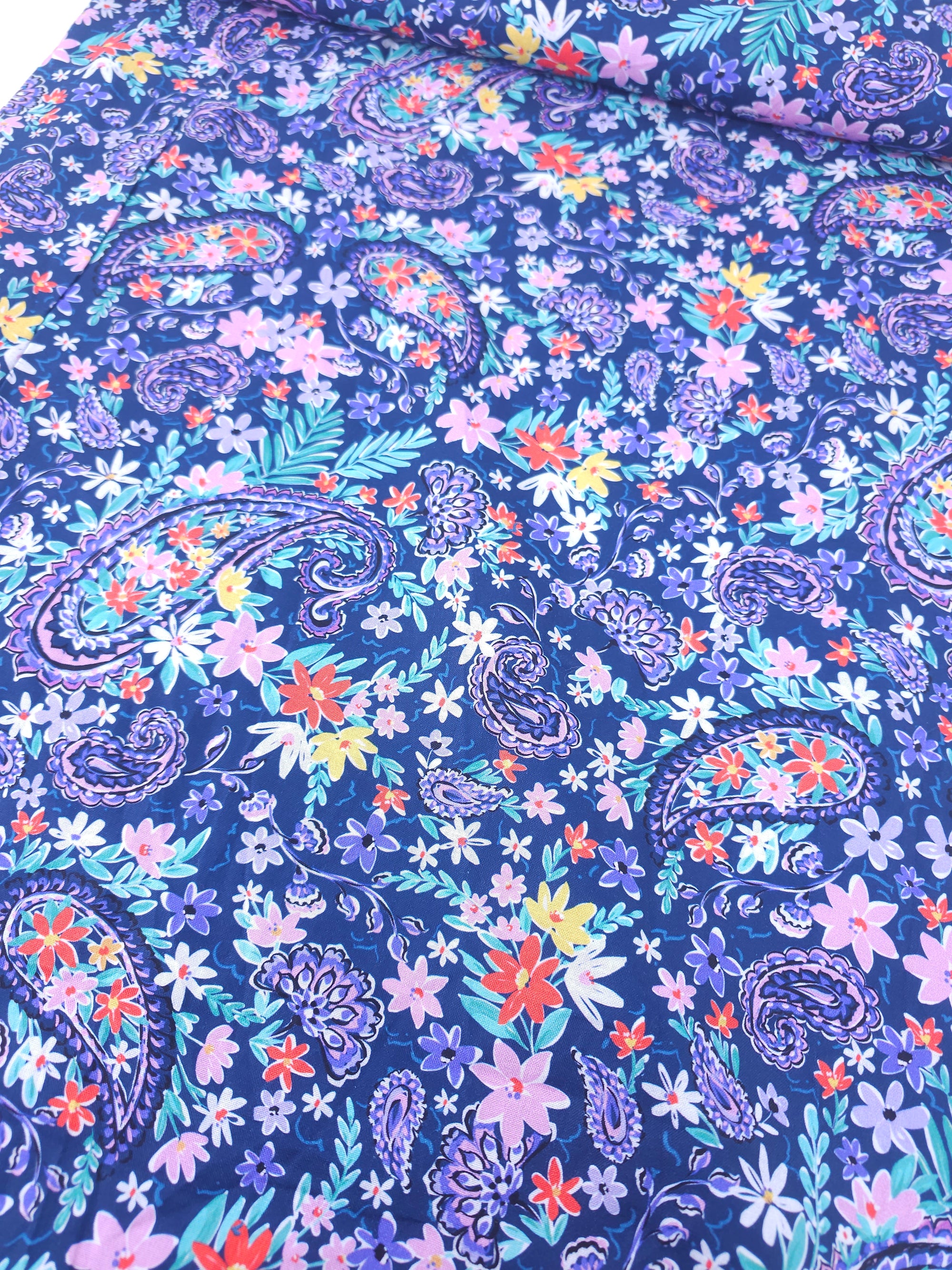 Purple Floral Paisley Meadow 100% Cotton