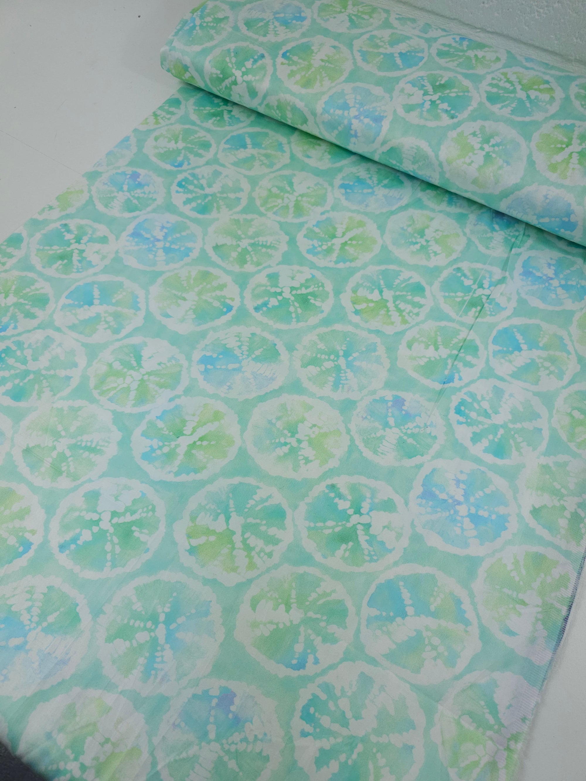 Citrus Blue/Green Shell Cotton Sateen - Robert Kaufman