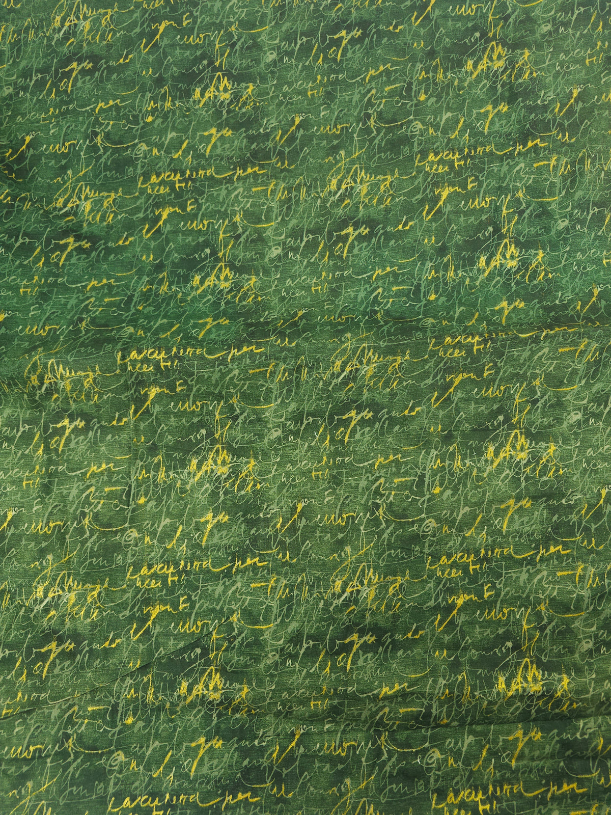 Green golden writing Cotton (Various Sizes)