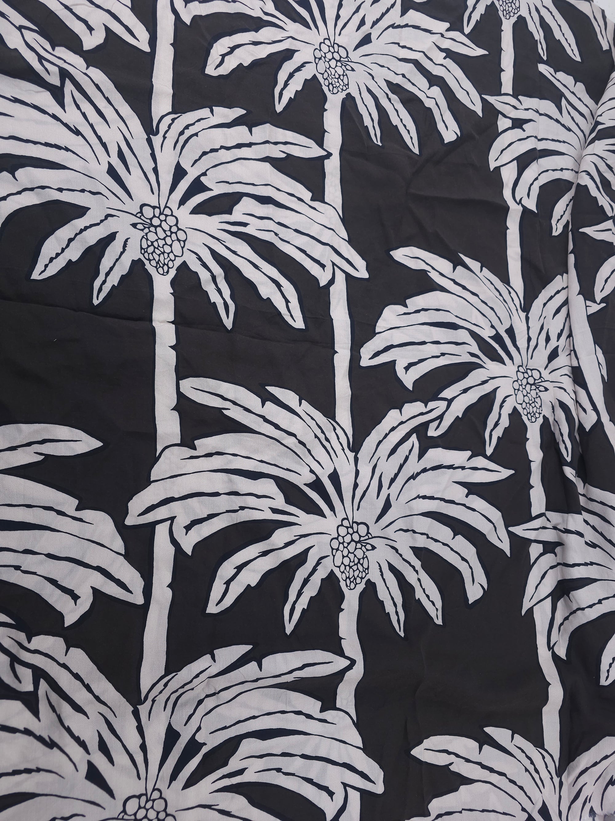 Palm tree black Viscose chalis - 1.7m piece