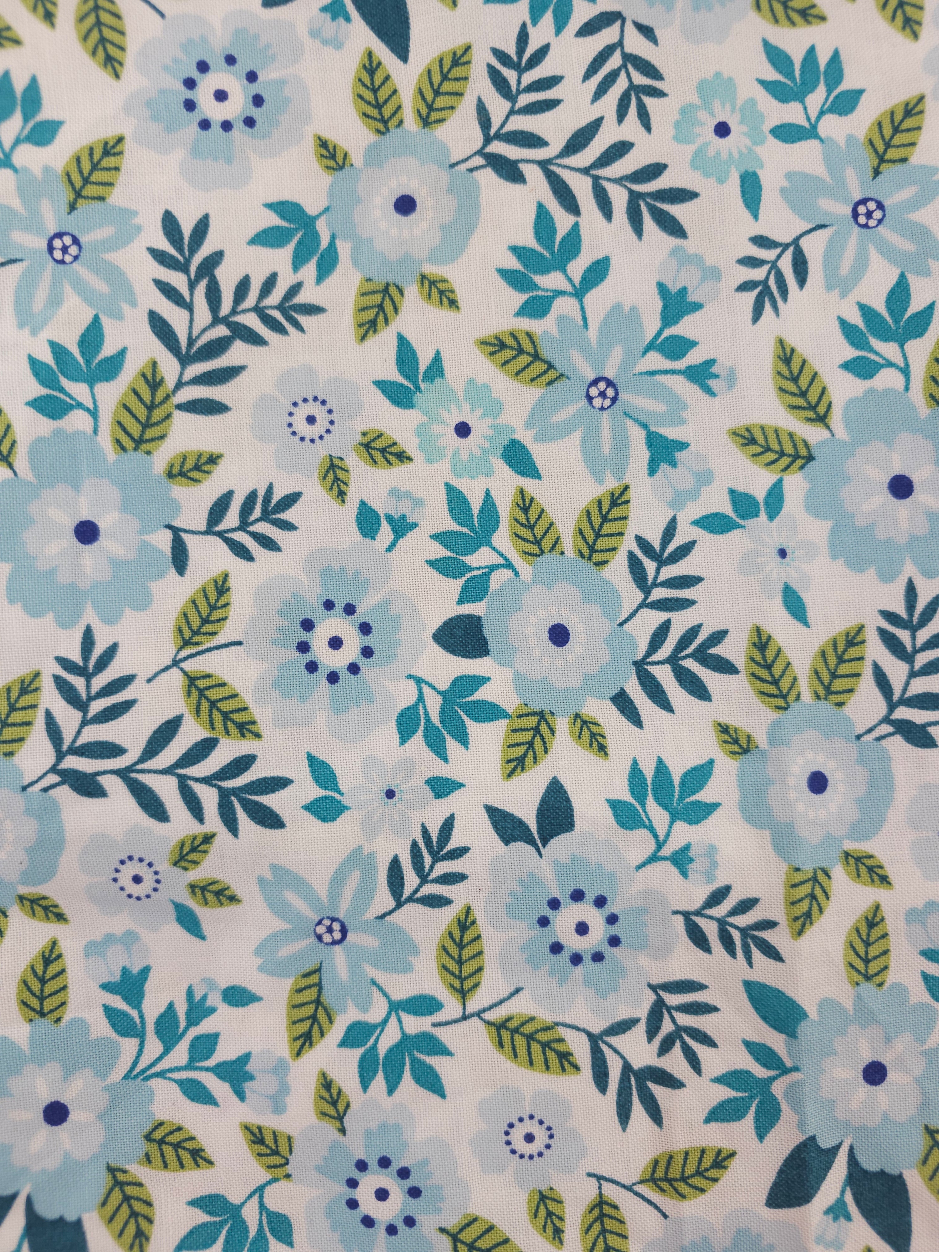 Light blue bold flower Cotton- 1.5m piece