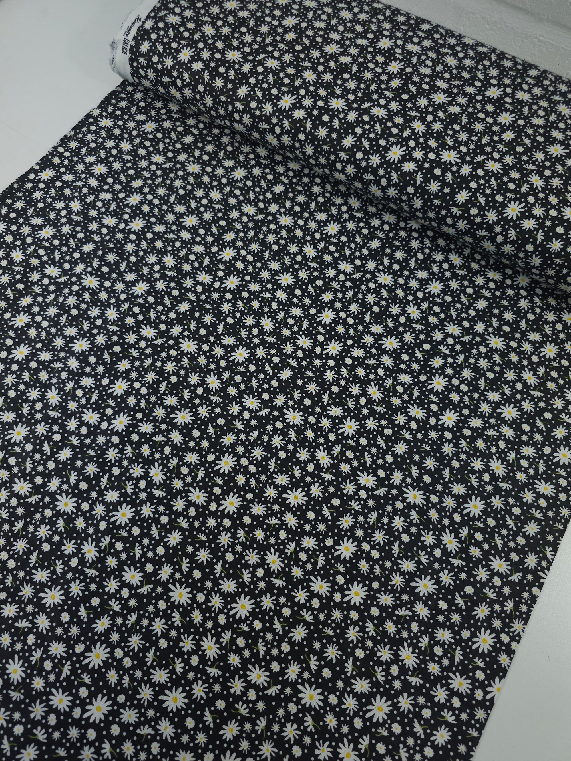 Black Ditsy Daisy 100% Cotton
