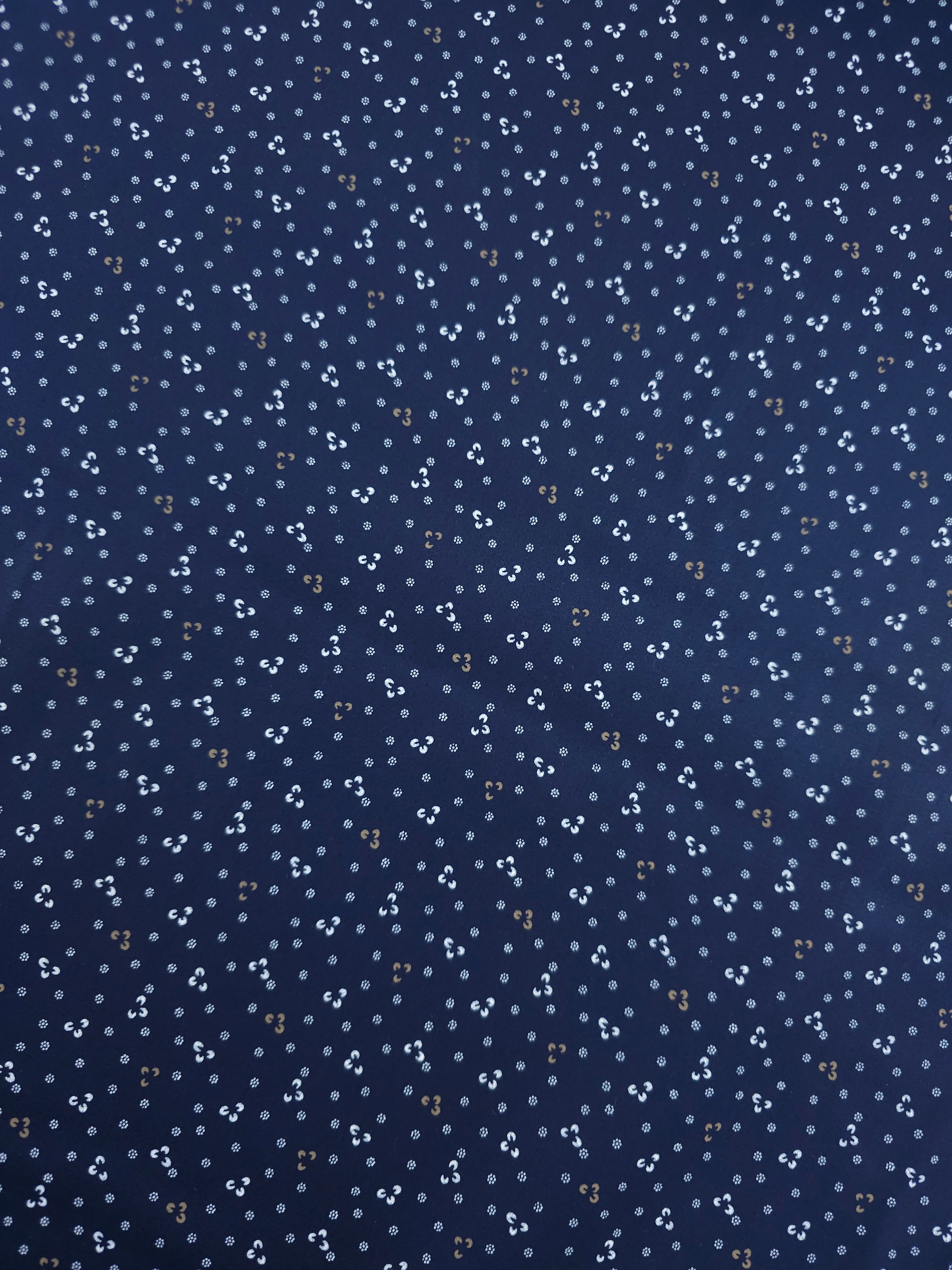 Indigo Navy Micro Floral Cotton Sateen 55"