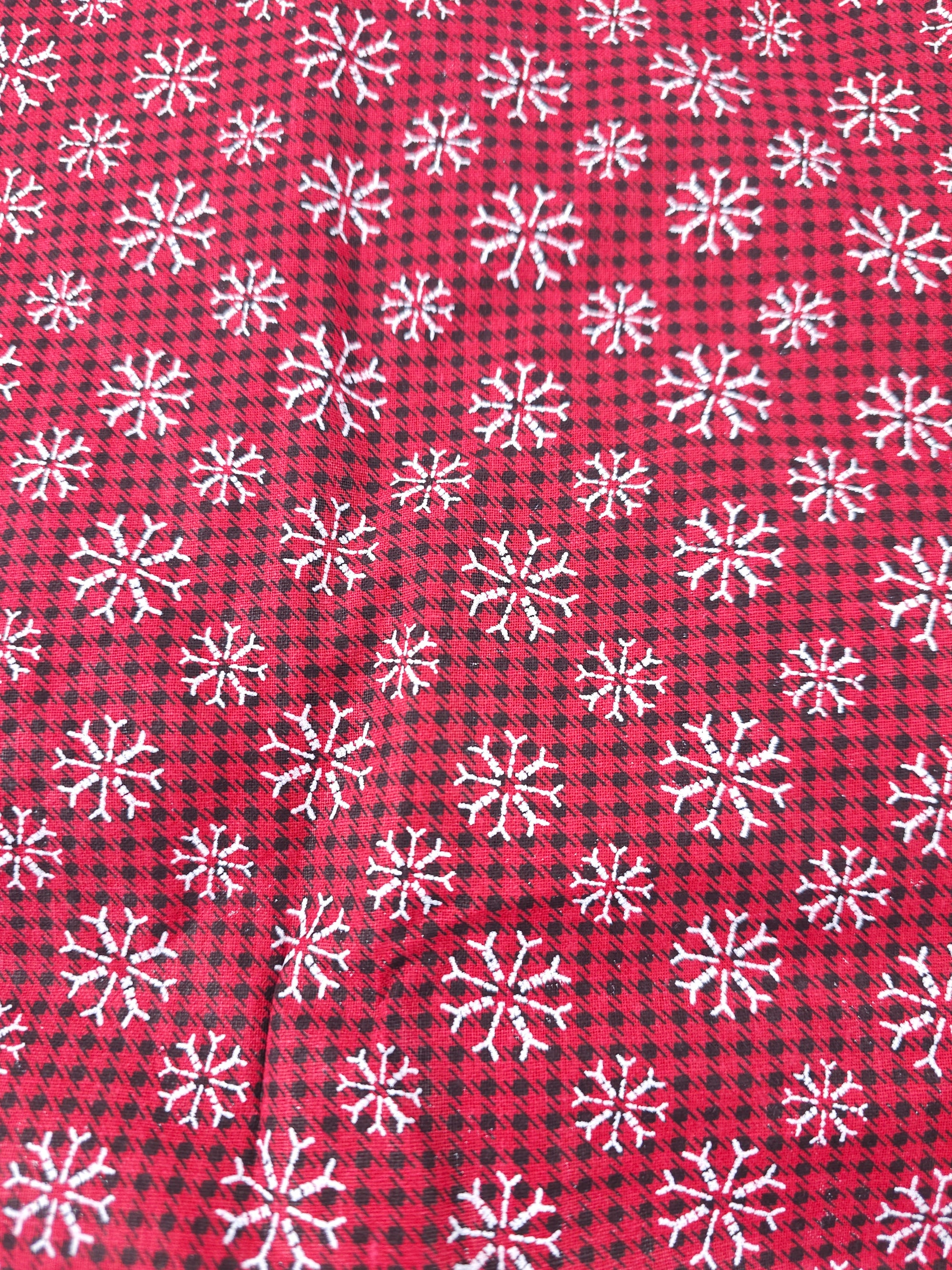Snowflakes Red Cotton - 1m Piece