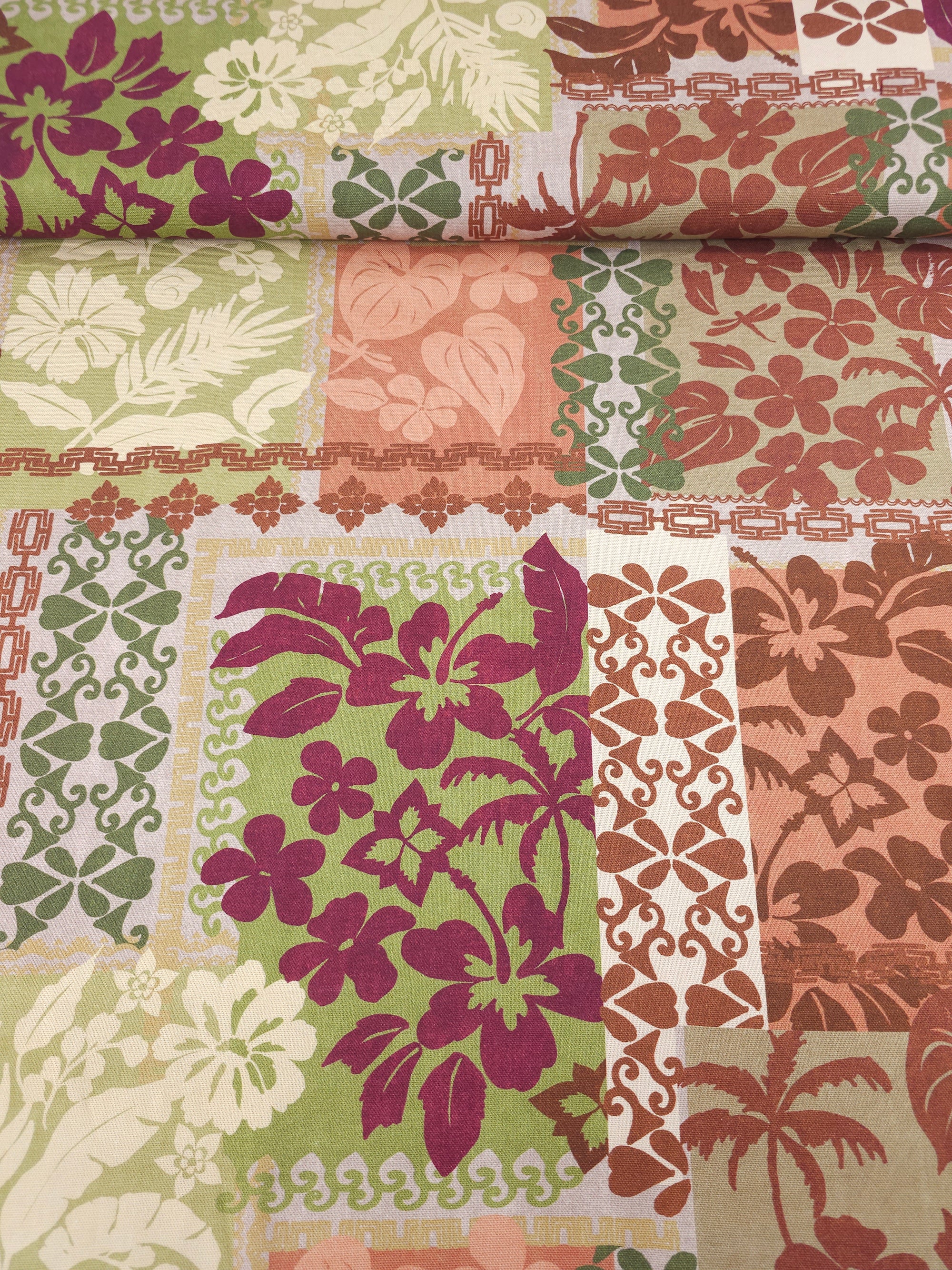 Tropical Plant Patchwork Lightweight Canvas Cotton