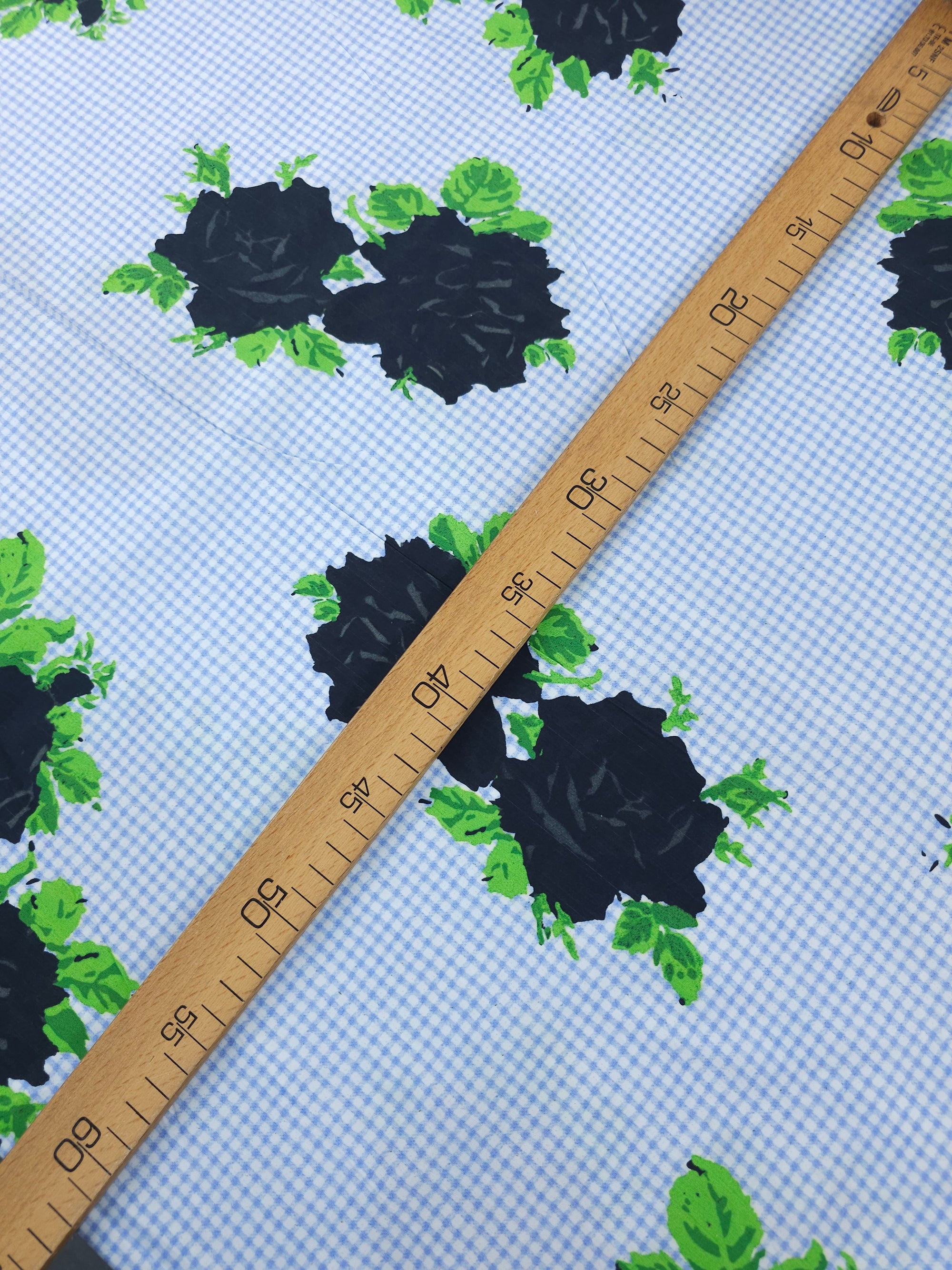 Powder Blue/Black Gingham Rose Cotton Poplin - GANNI