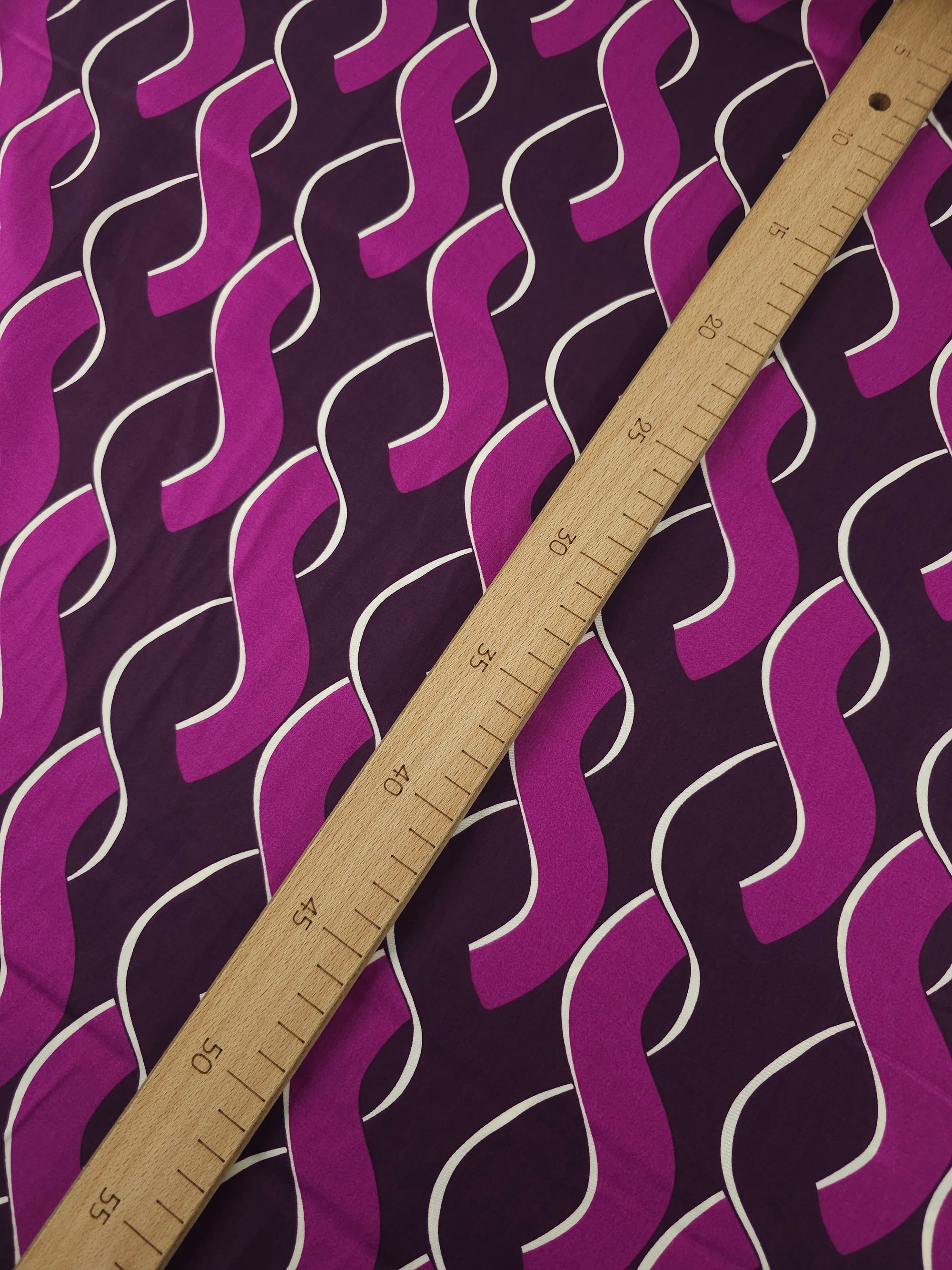 Magenta/Grape Abstract Links Cotton Satin 55"