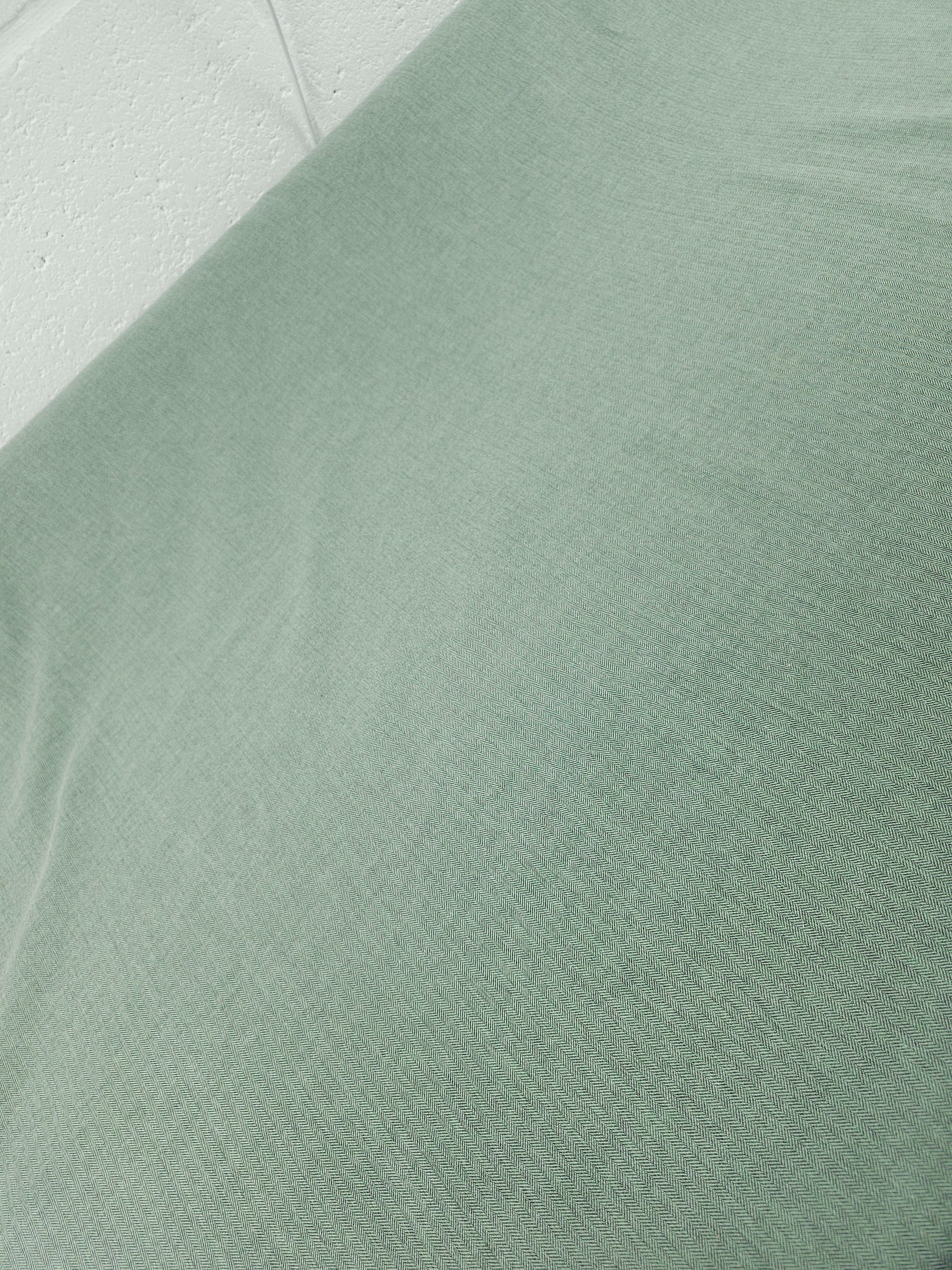 Mint Green Herringbone Chambray