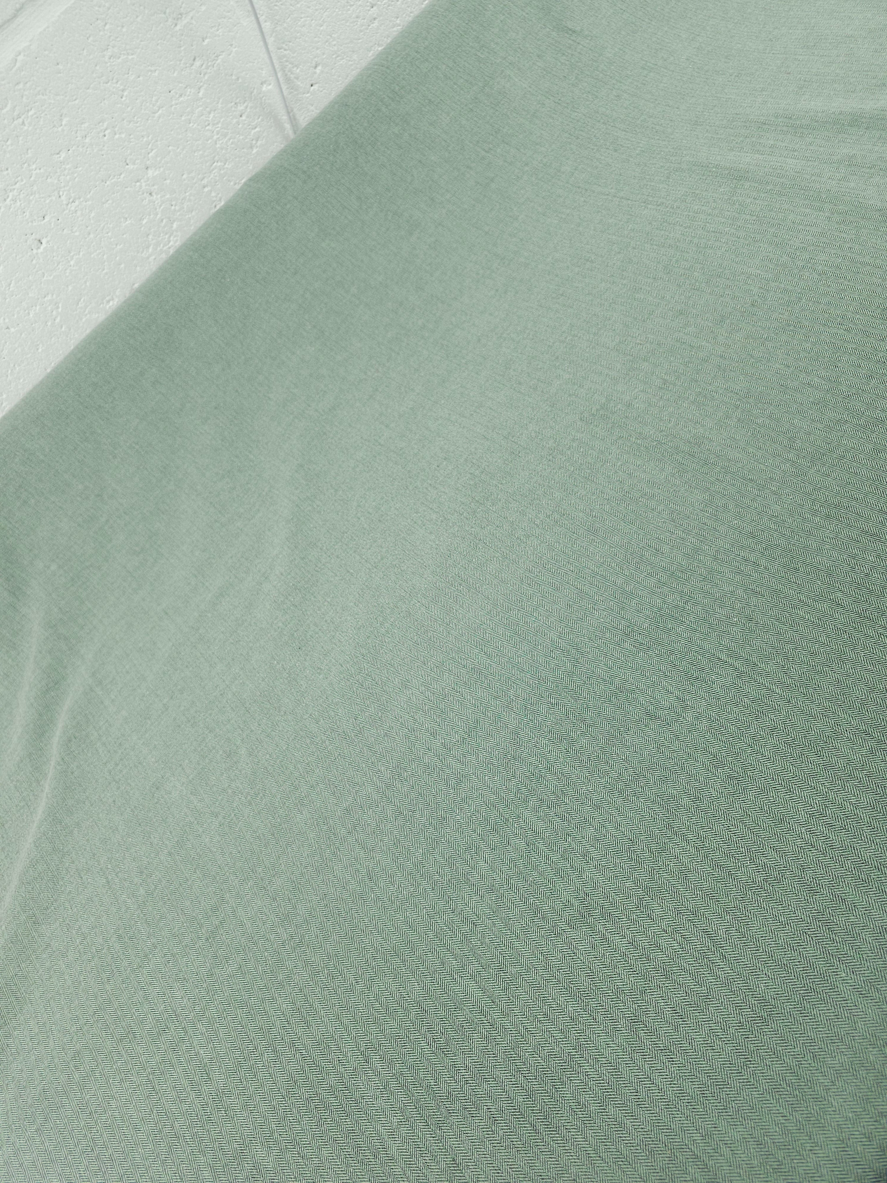 Mint Green Herringbone Chambray