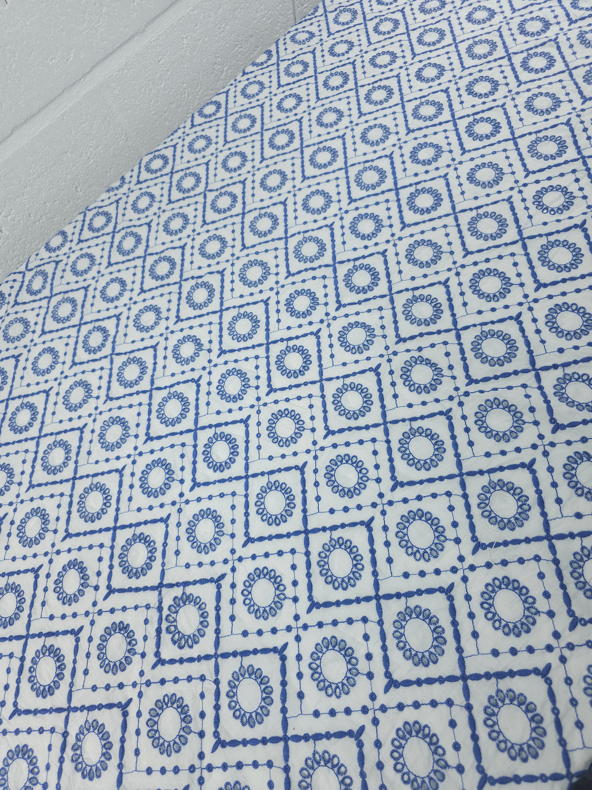 Lavender Blue Circle Diamond Cambric Cotton Broderie Anglaise