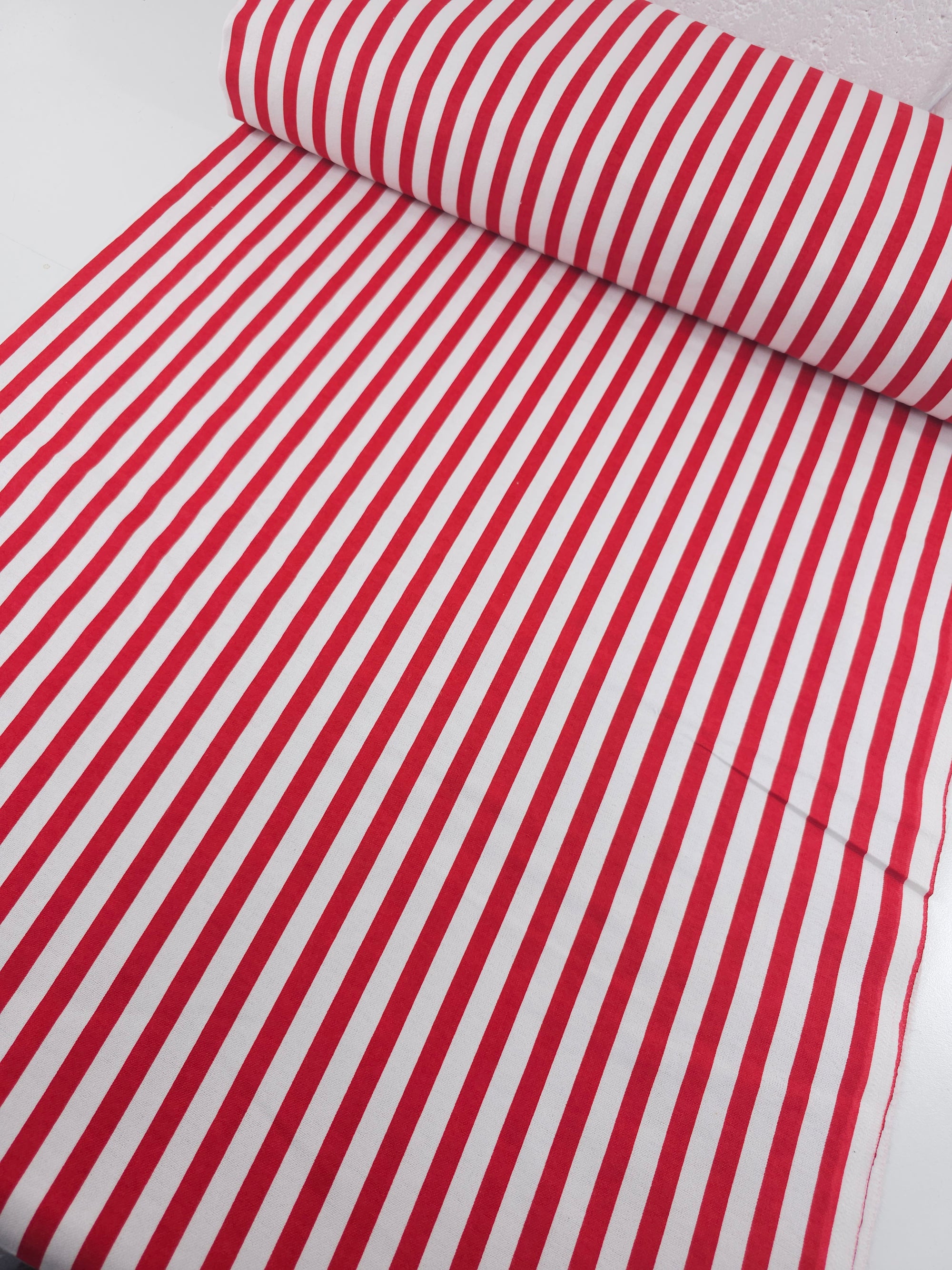 Red Stripe Flannel Backed Cnavas Cotton