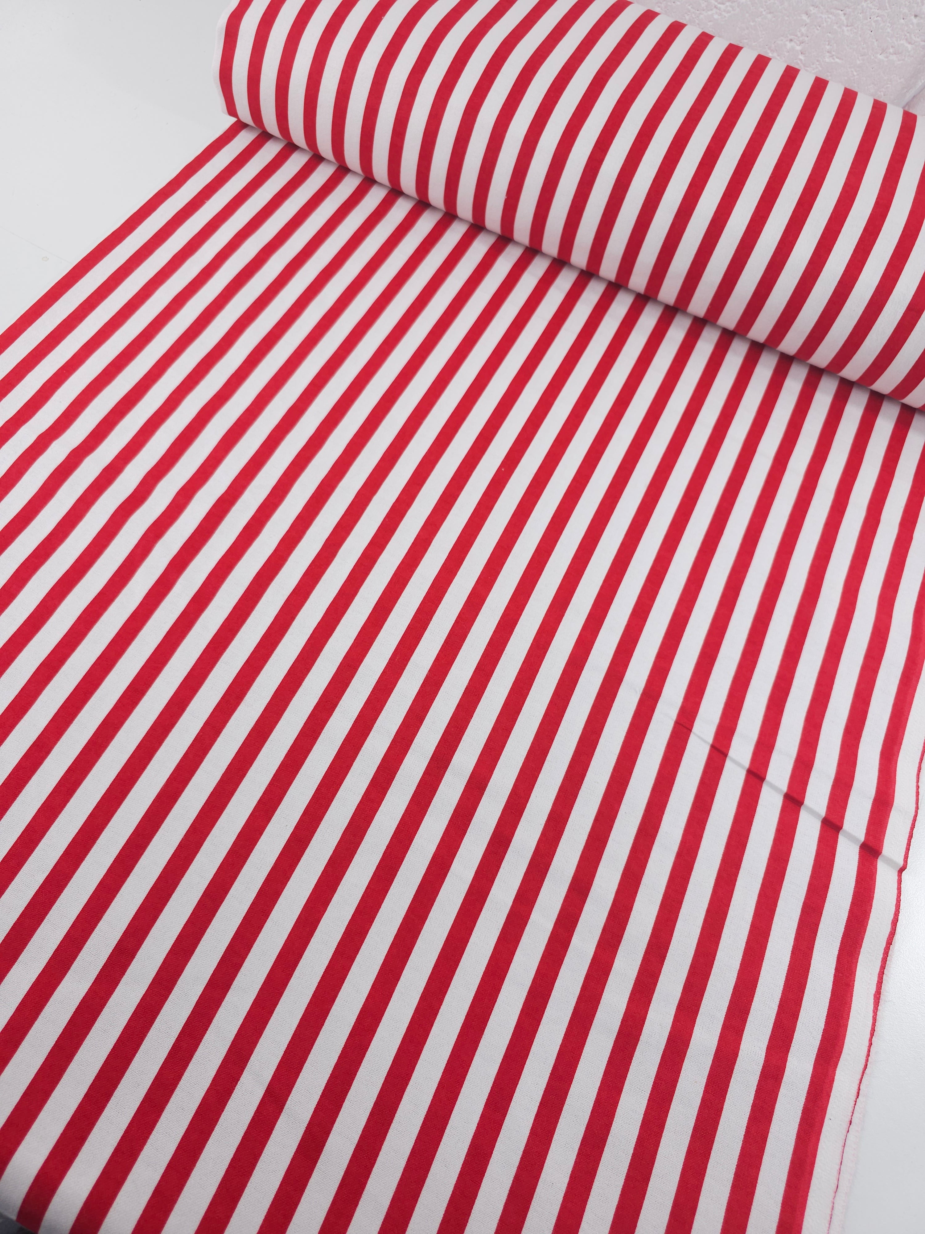 Red Stripe Flannel Backed Cnavas Cotton