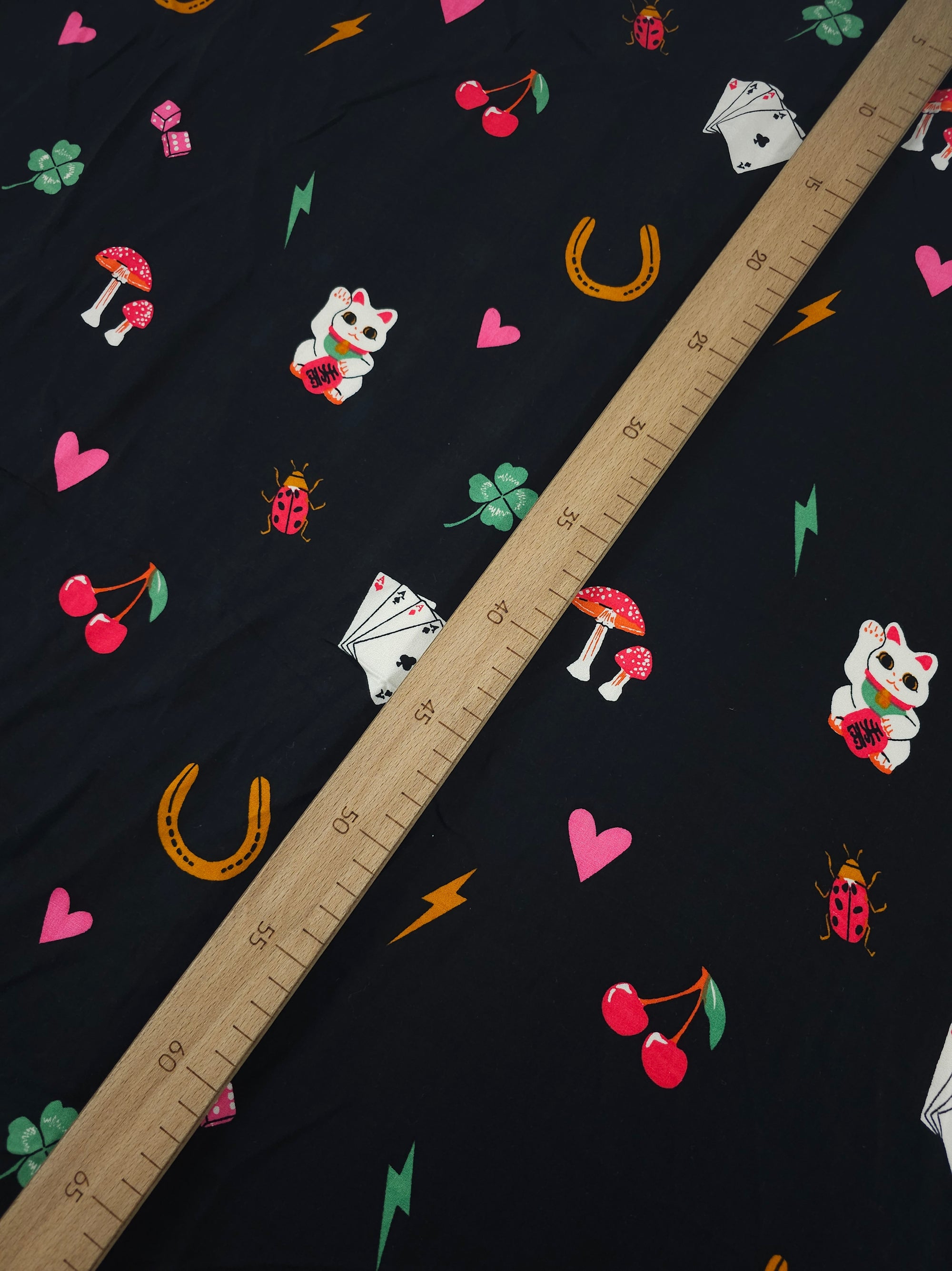 Black Lucky Charm Viscose Challis