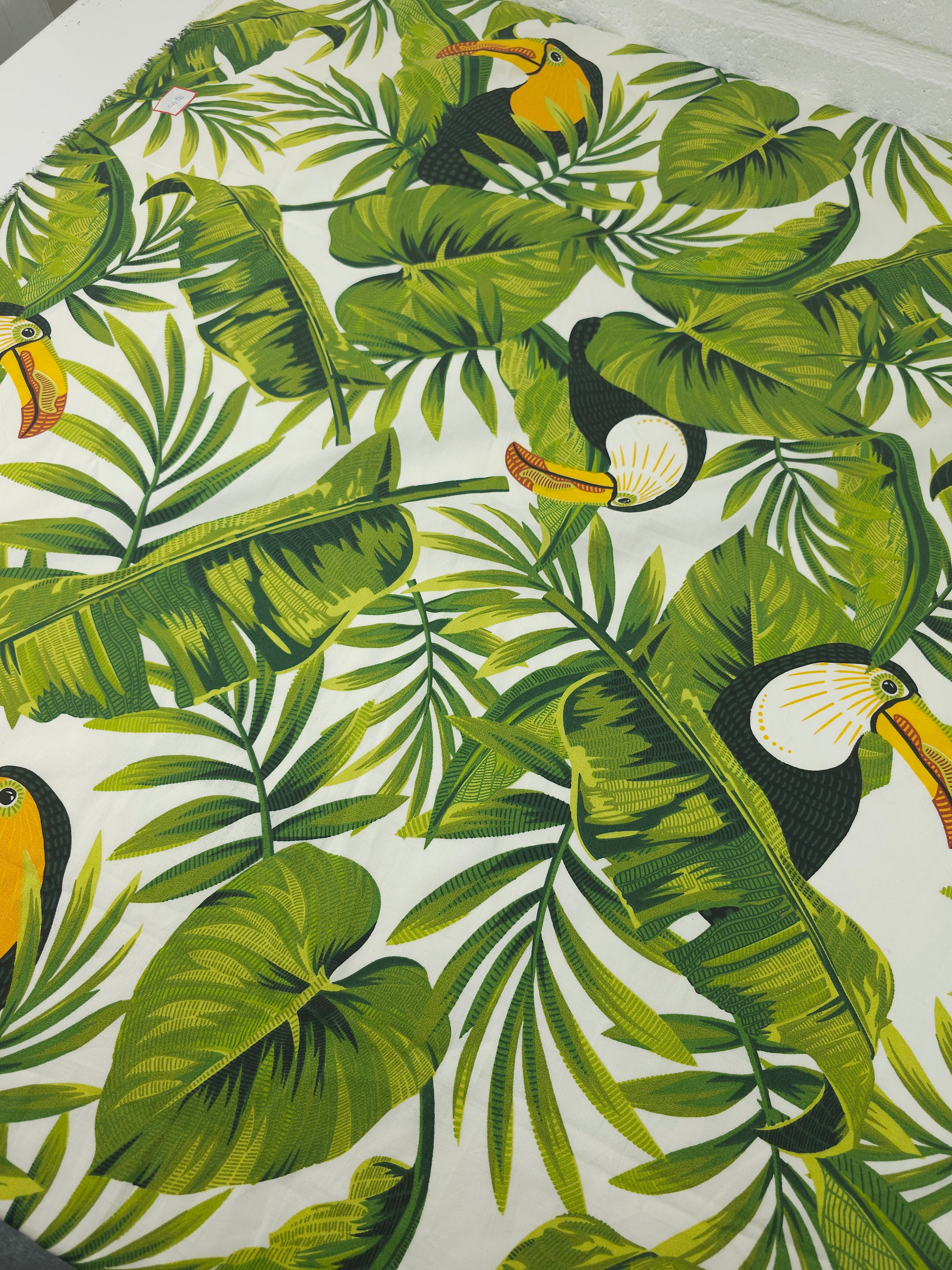 Tropical Leaf Toucan Cotton Poplin