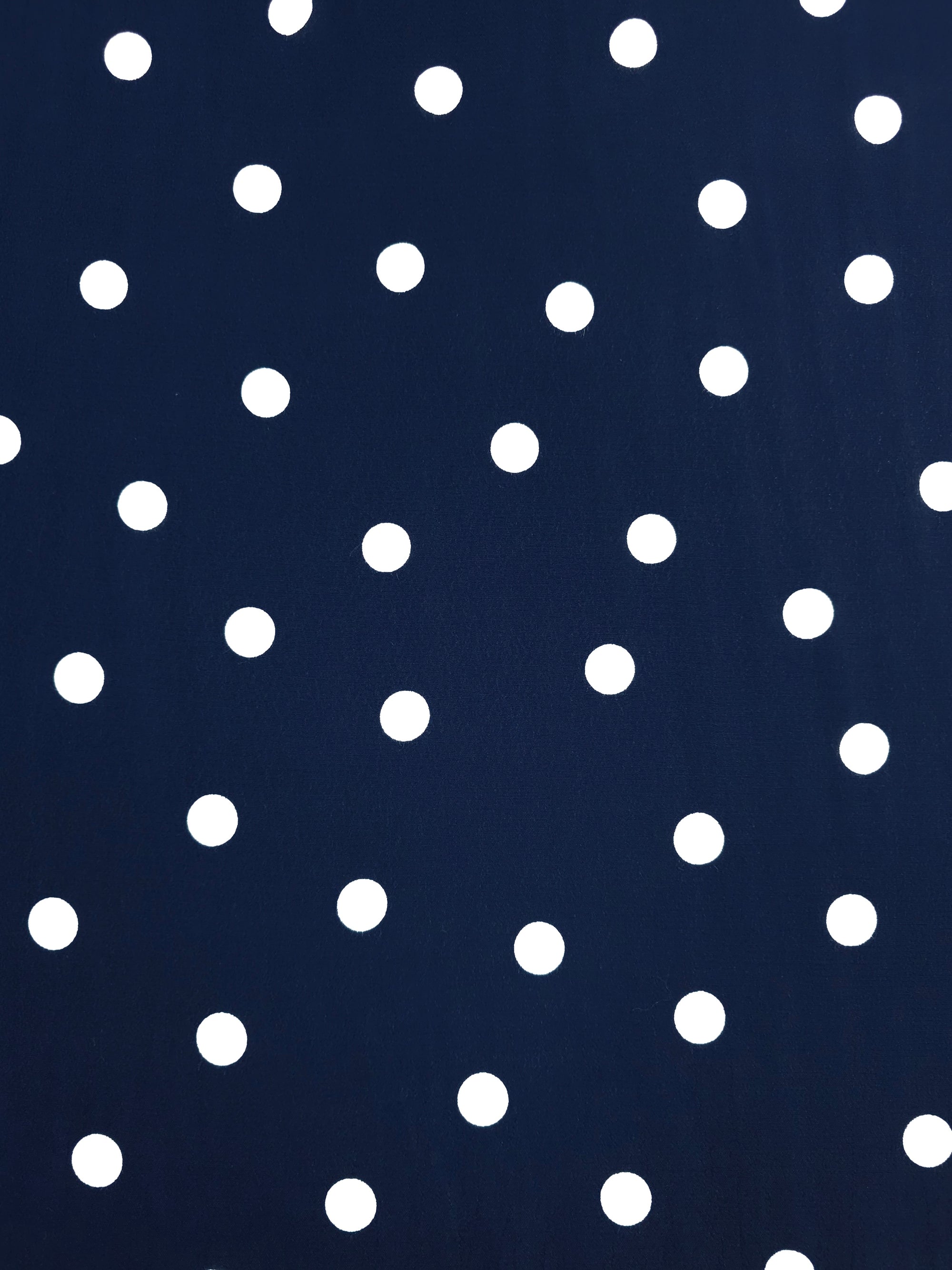 Marine Navy Polka Dot Viscose Crepe