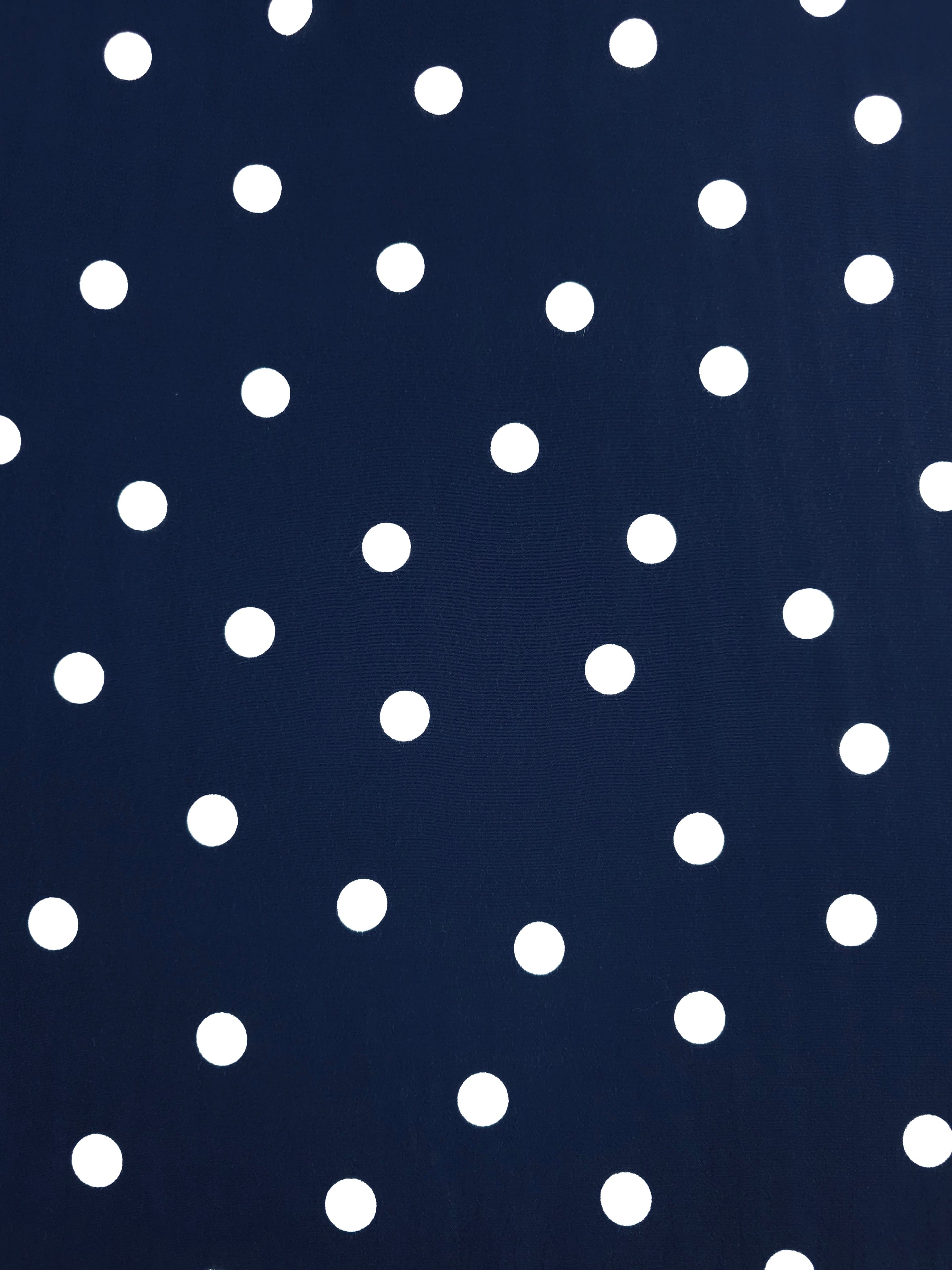 Marine Navy Polka Dot Viscose Crepe