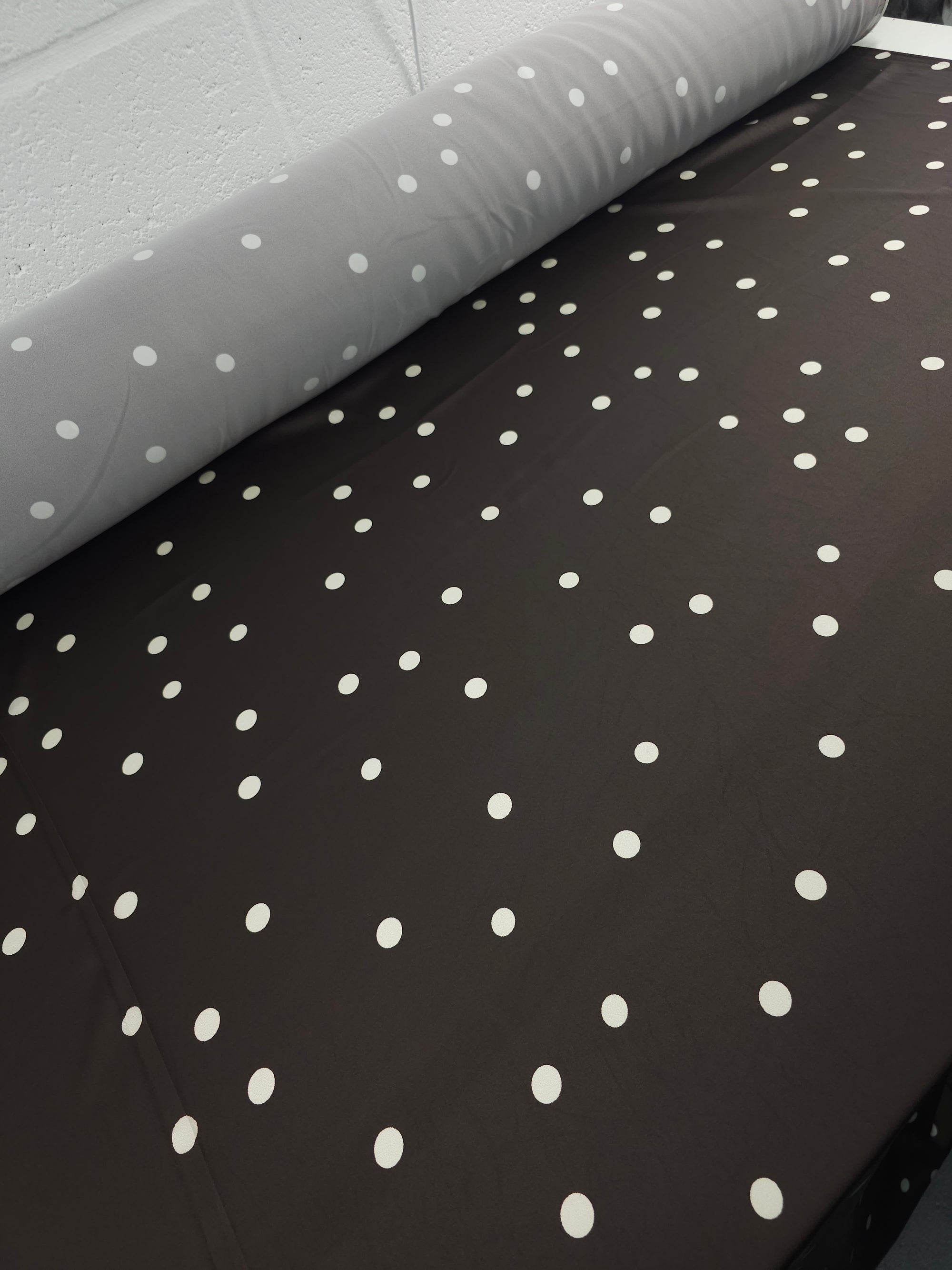 Dark Brown/Off-White Small Polka Dot Poly