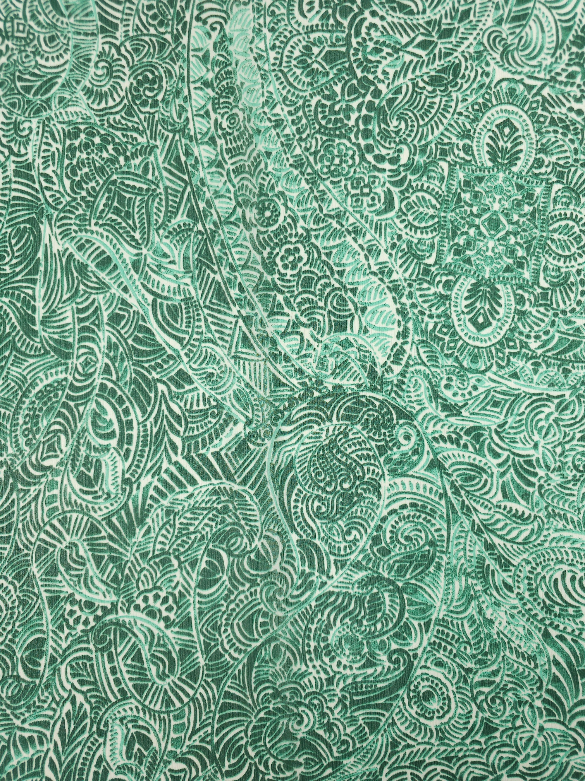 Green Paisley Crinkle Crepe