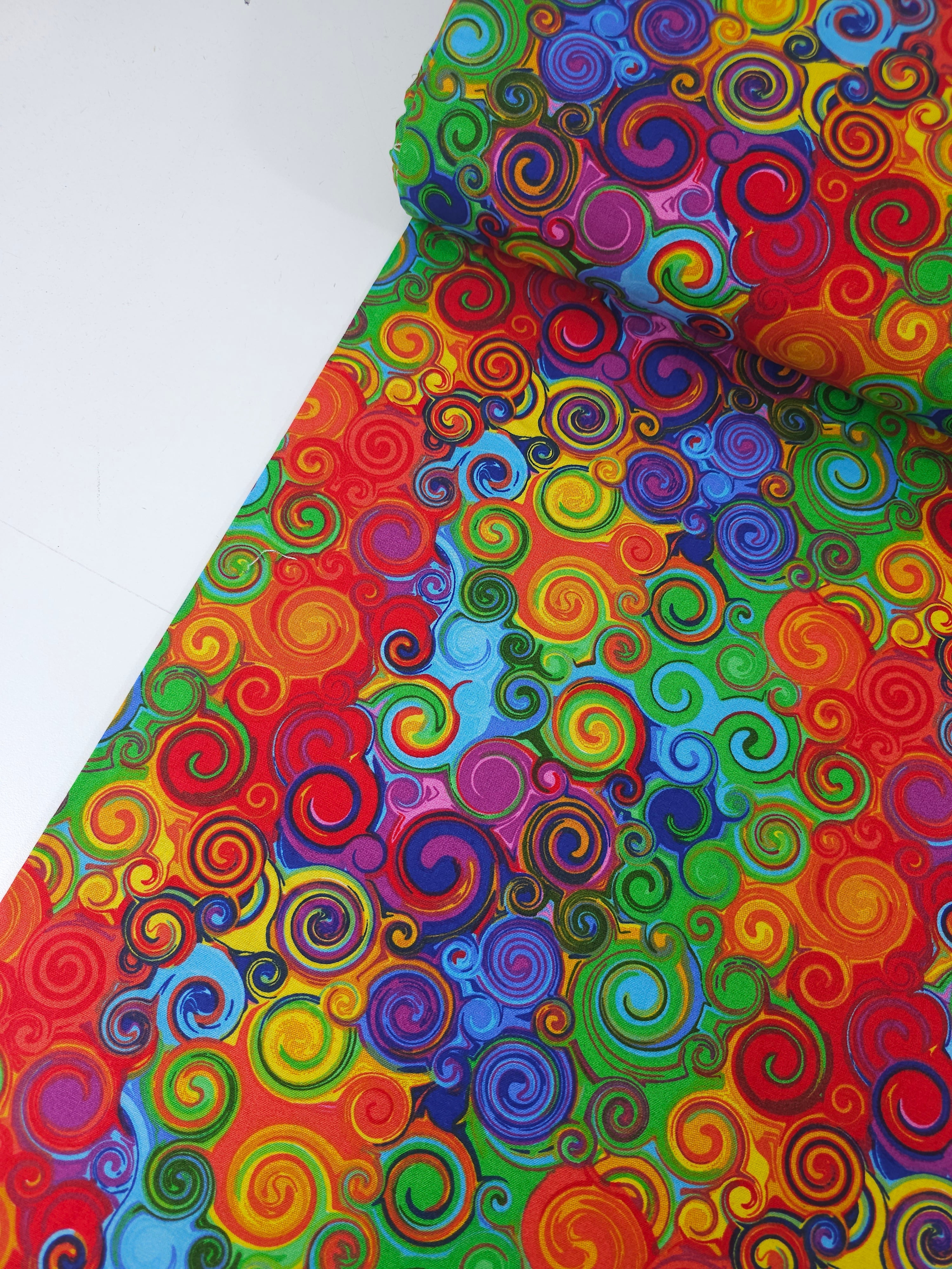 Multicolour Groovy Circle Swirl 100% Cotton