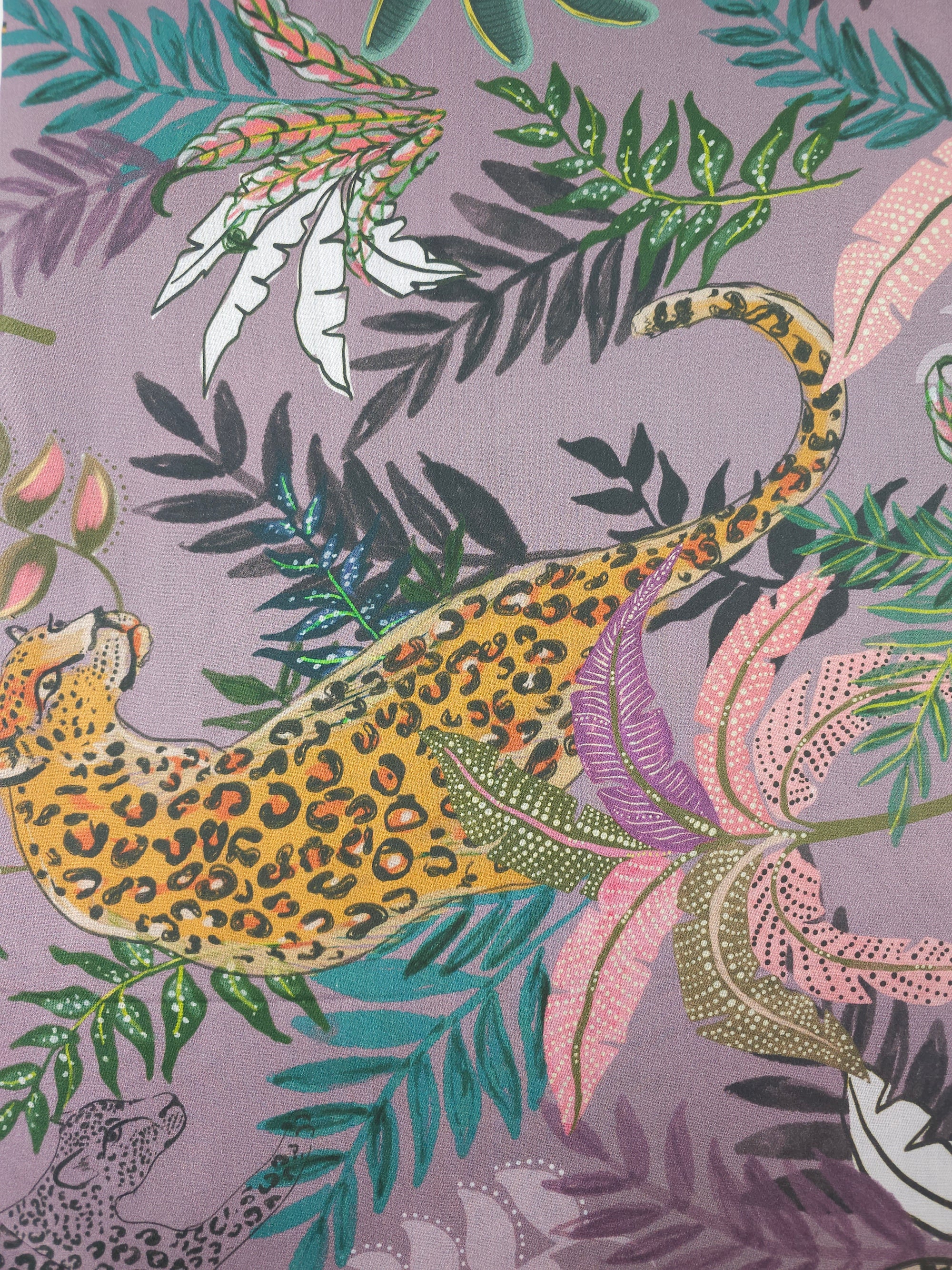 Mauve Leopard Palm Cotton Sateen 96" *EXTRA WIDE*